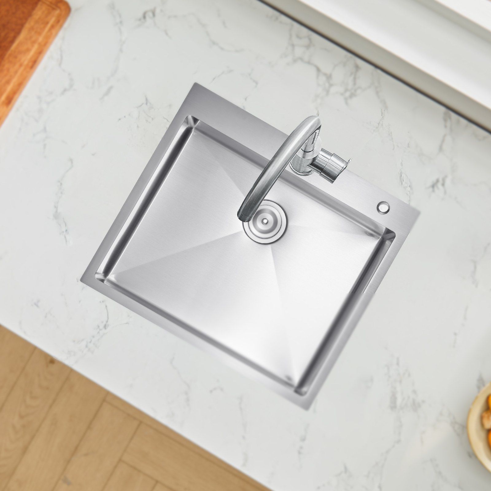 25 inch Kitchen Sink Workstation, 304 Stainless Steel Top Mount Sinks, Drop-In Single Bowl Farmhouse Basin with Accessories, Household Dishwasher Sinks for RV, Prep Kitchen, Laundry Room, Bar - Image 8