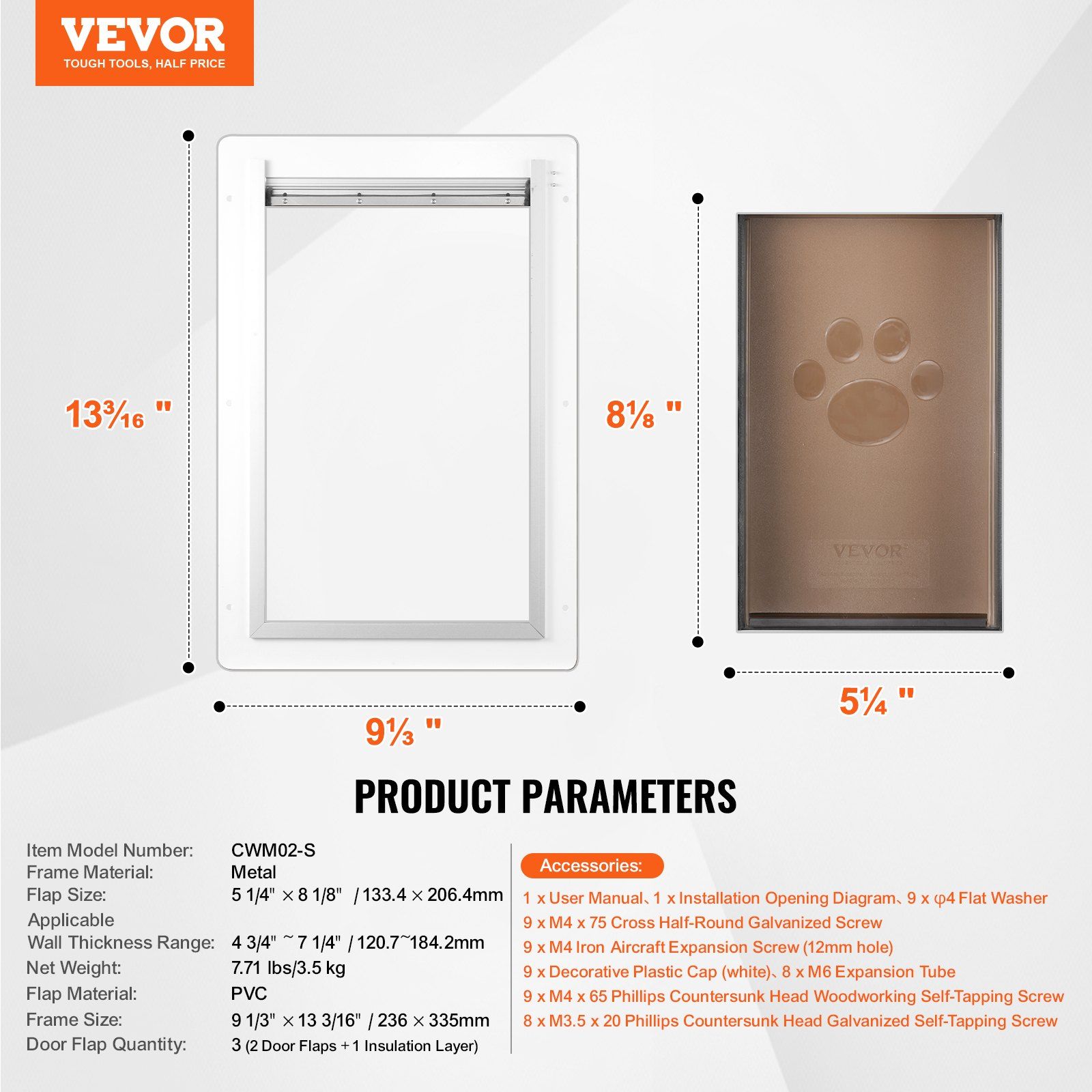 Pet Door, 23.6 x 33.5 cm Metal Frame with Lock and 3-Flap System, Weatherproof Doggy Door, Easy to Install in Interior or Exterior Walls, Pet Door Suitable for Cat Doggie Kitties (White-Small) - Image 7