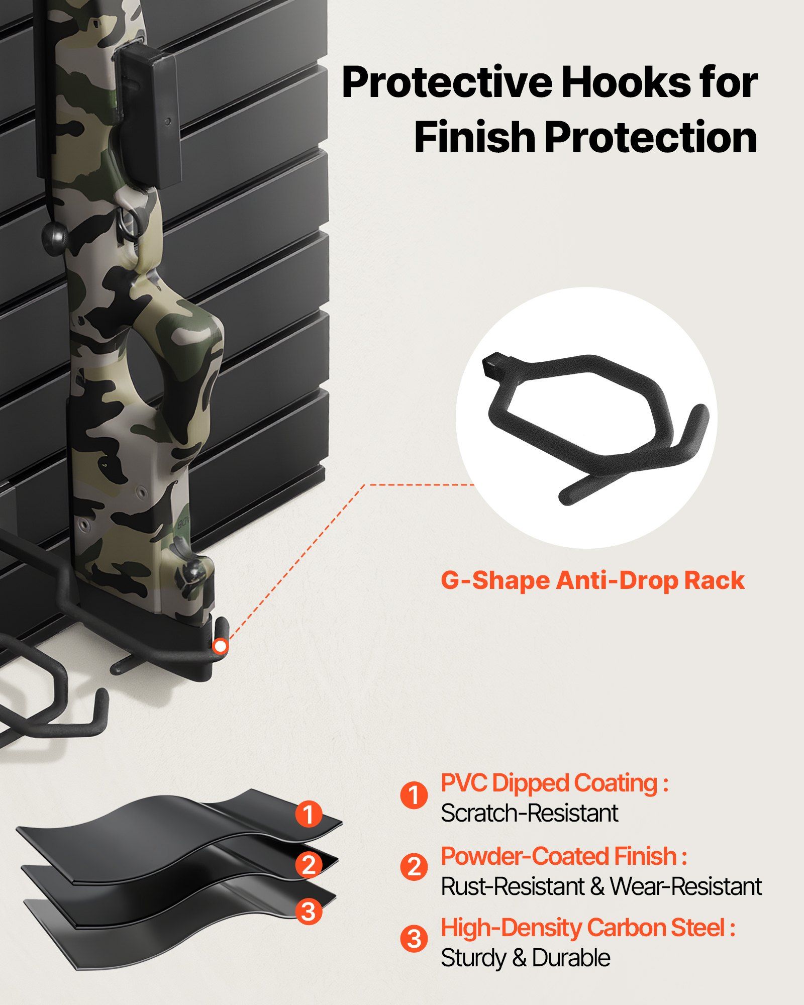 Gun Rack, Wall Mount, Tactical Rifle Shotgun Handgun Storage, Heavy-Duty PVC Panels & Steel Wall Racks, Securely Holds up to 2 Rifles & 4 Pistols, Modular Firearms Gun Gear Accessories Organizer - Image 4