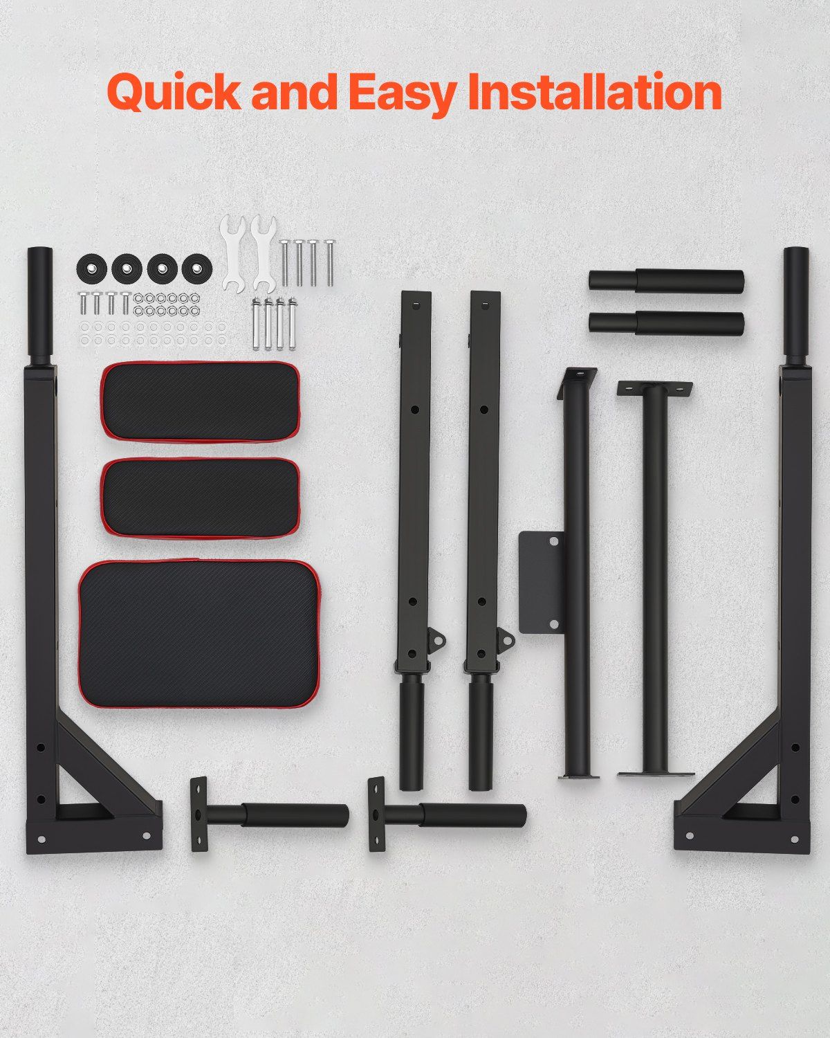 Multifunctional Pull Up Bar, Wall Mounted Chin Up Bar Dip Station for Home Gym, Heavy Duty Steel Upper Body Workout Pull Ups, Power Tower Set Training Equipment Fitness, 440 lbs Weight Capacity - Image 5