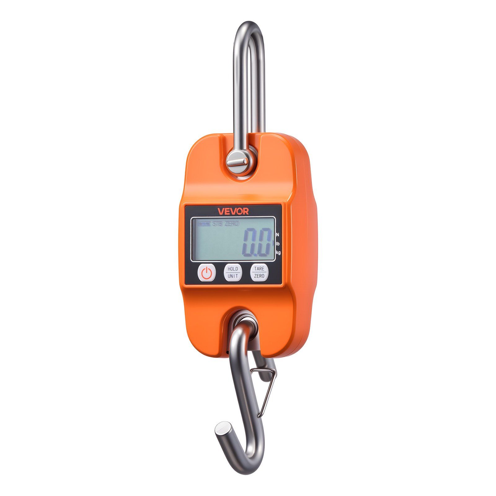 Digital Crane Scale, 880 lbs/400 kg Max Capacity, Handheld Hanging Scale with Cast Aluminum Case & LCD Display, 100 g Division & 3 Unit Switch, Auto-Off Setting for Farm Hunting Fishing, Orange - Image 1
