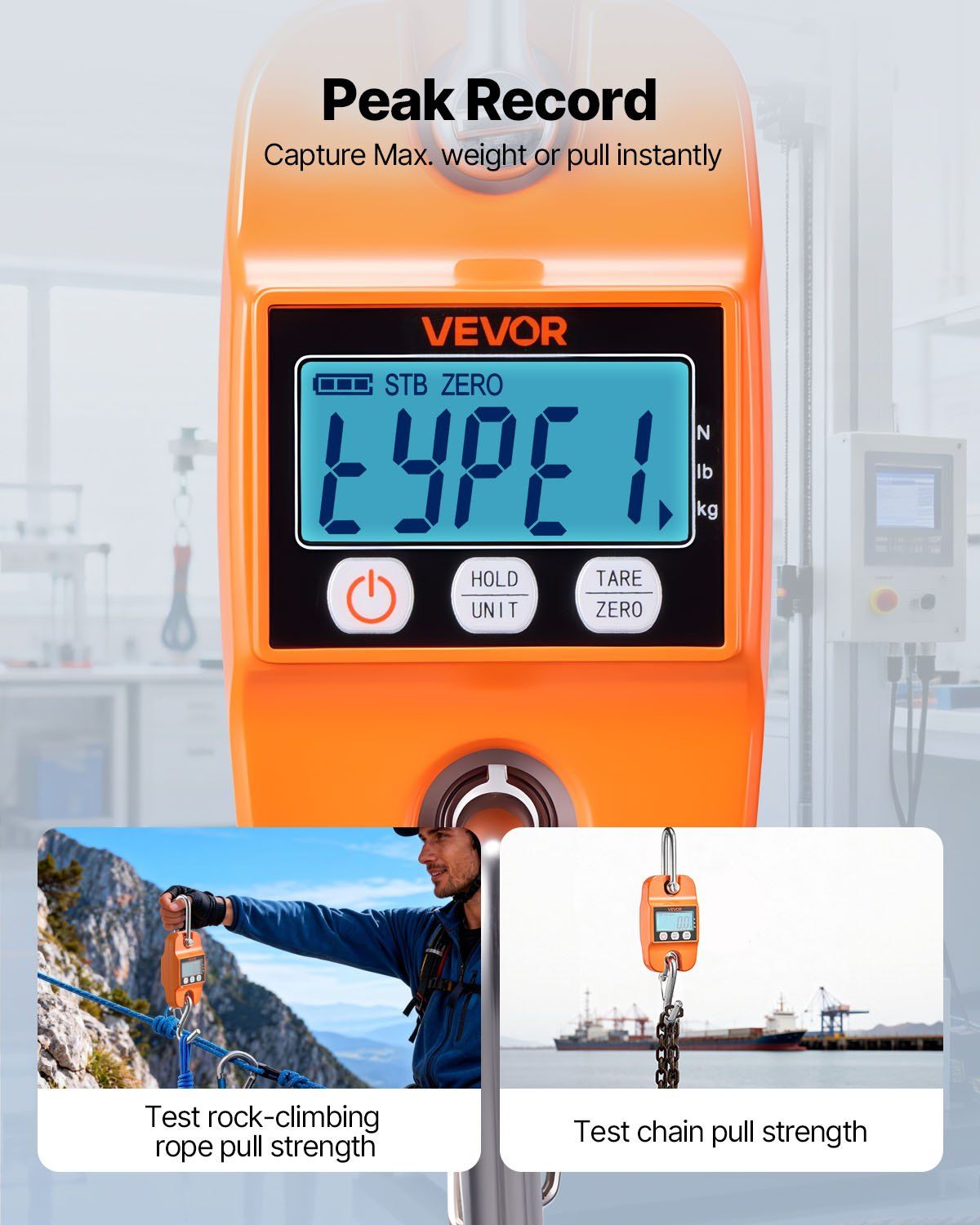 Digital Crane Scale, 880 lbs/400 kg Max Capacity, Handheld Hanging Scale with Cast Aluminum Case & LCD Display, 100 g Division & 3 Unit Switch, Auto-Off Setting for Farm Hunting Fishing, Orange - Image 4