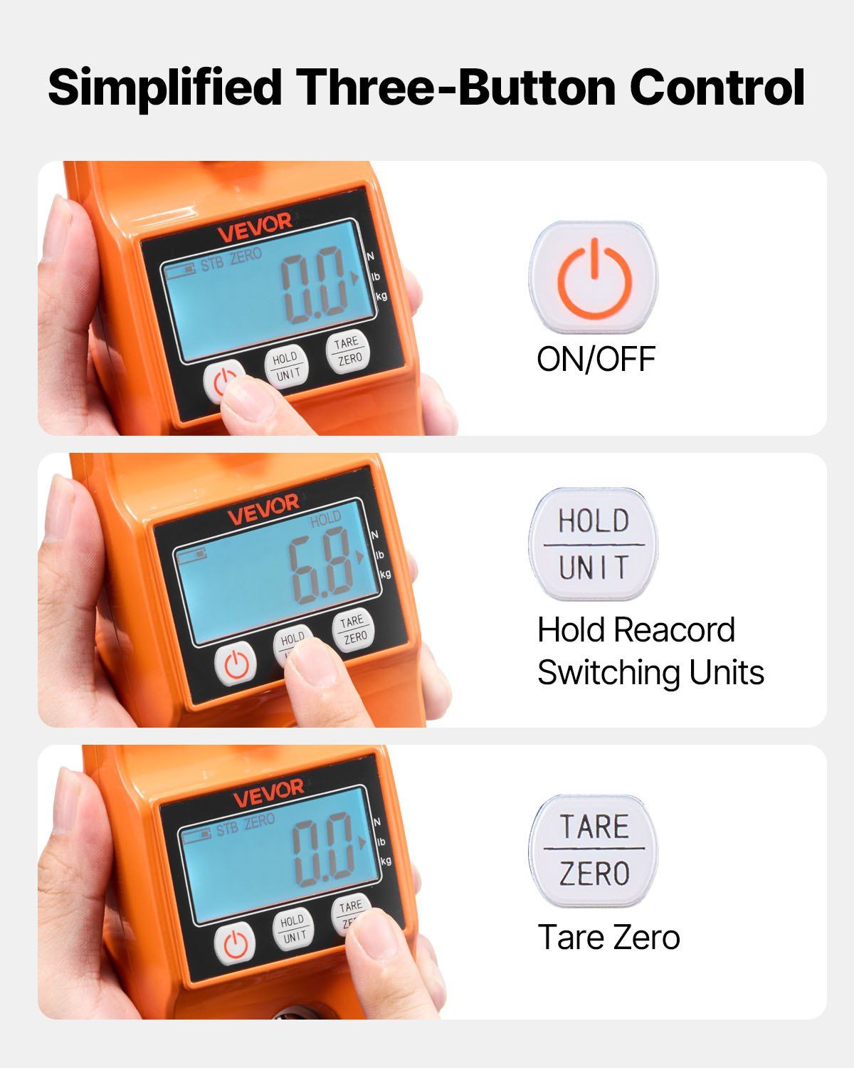 Digital Crane Scale, 880 lbs/400 kg Max Capacity, Handheld Hanging Scale with Cast Aluminum Case & LCD Display, 100 g Division & 3 Unit Switch, Auto-Off Setting for Farm Hunting Fishing, Orange - Image 6