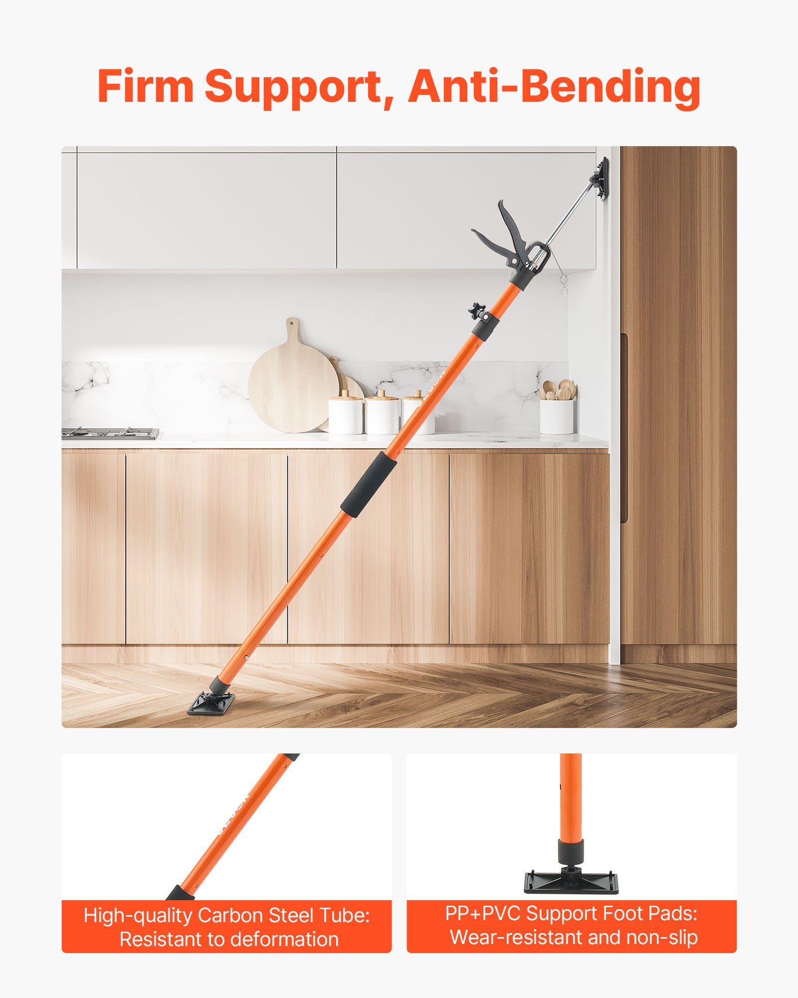 Cabinet Jack Support Pole, 2-Pack, 116-290 cm Steel Telescopic Quick Support Rod, Adjustable 3rd Hand System up to 70 kg Capacity for Installing Cabinets, Lifting Drywall, Cargo Bars - Image 6
