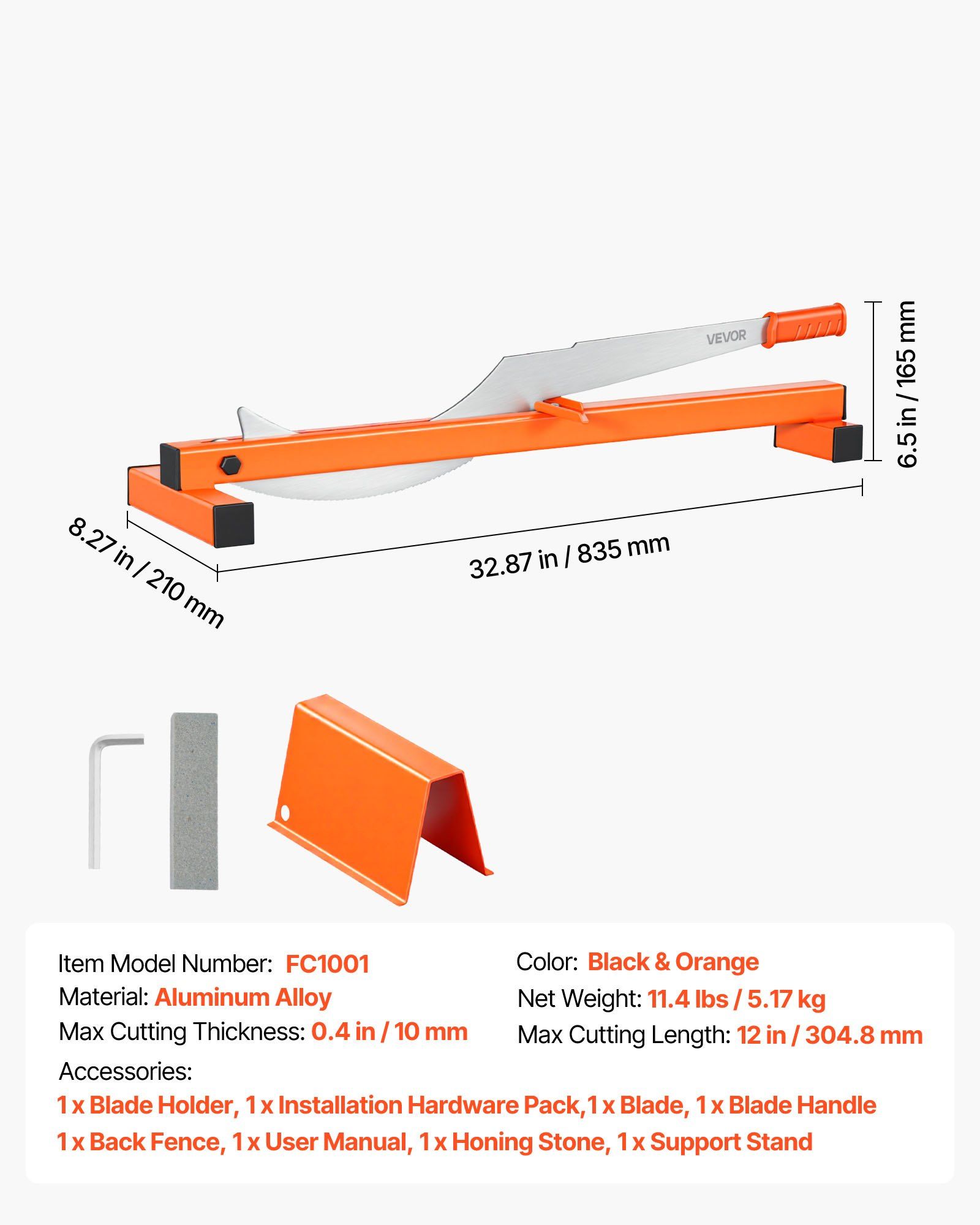 304.8mm Vinyl Floor Cutter, 10mm Thick Laminate Flooring Cutter with Cutting Angle Guide, Rubber Handle, Honing Stone, D2 Steel Blade for Cutting Laminate, Vinyl, Home Renovation - Image 7