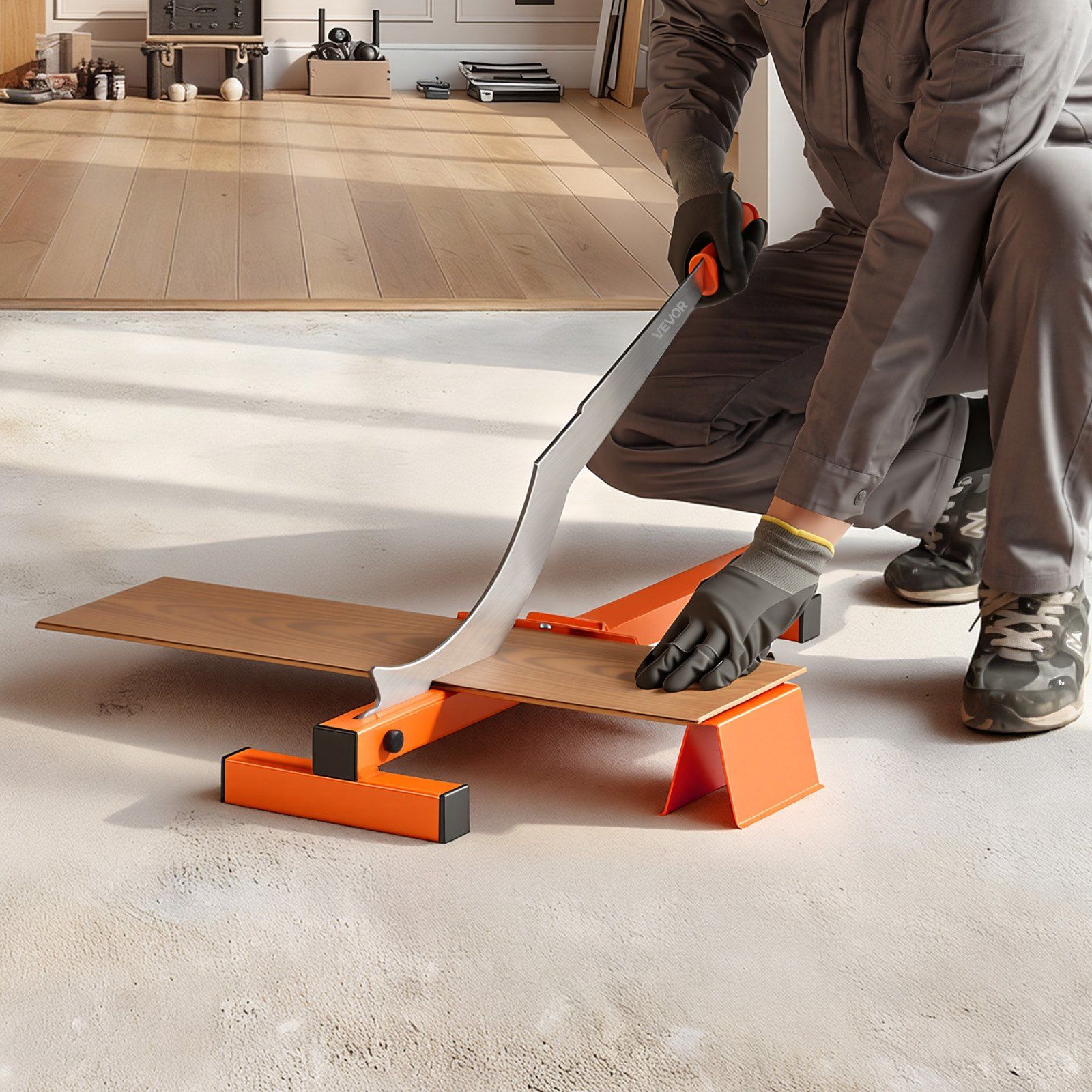 304.8mm Vinyl Floor Cutter, 10mm Thick Laminate Flooring Cutter with Cutting Angle Guide, Rubber Handle, Honing Stone, D2 Steel Blade for Cutting Laminate, Vinyl, Home Renovation - Image 8