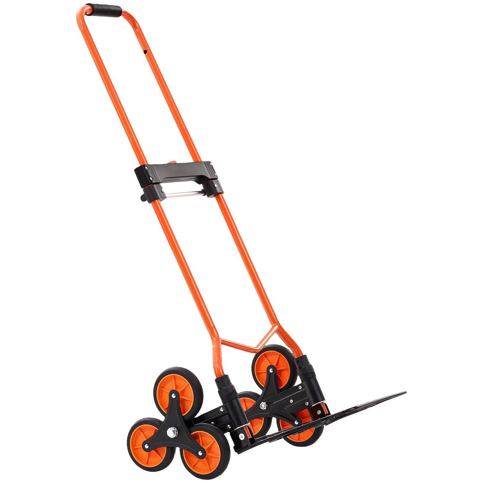Stair Climbing Cart, 54 kg Stair-Climbing Capacity, Portable Folding Trolley Cart with Telescoping Handle, 6 Wheels and 2 Bungee Cords, Stair Climber Dolly for Home, Groceries, Warehouse - Image 1