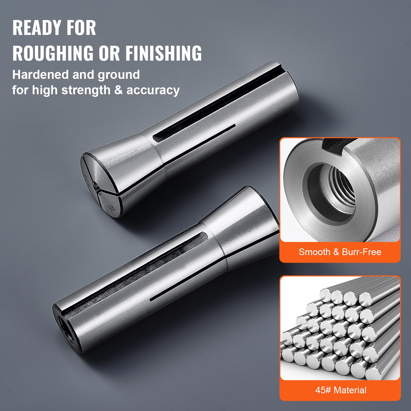 13 pcs Precision R8 Collet Set, 1/8'' - 7/8'', 45# Mill Collet Chuck 0.0012