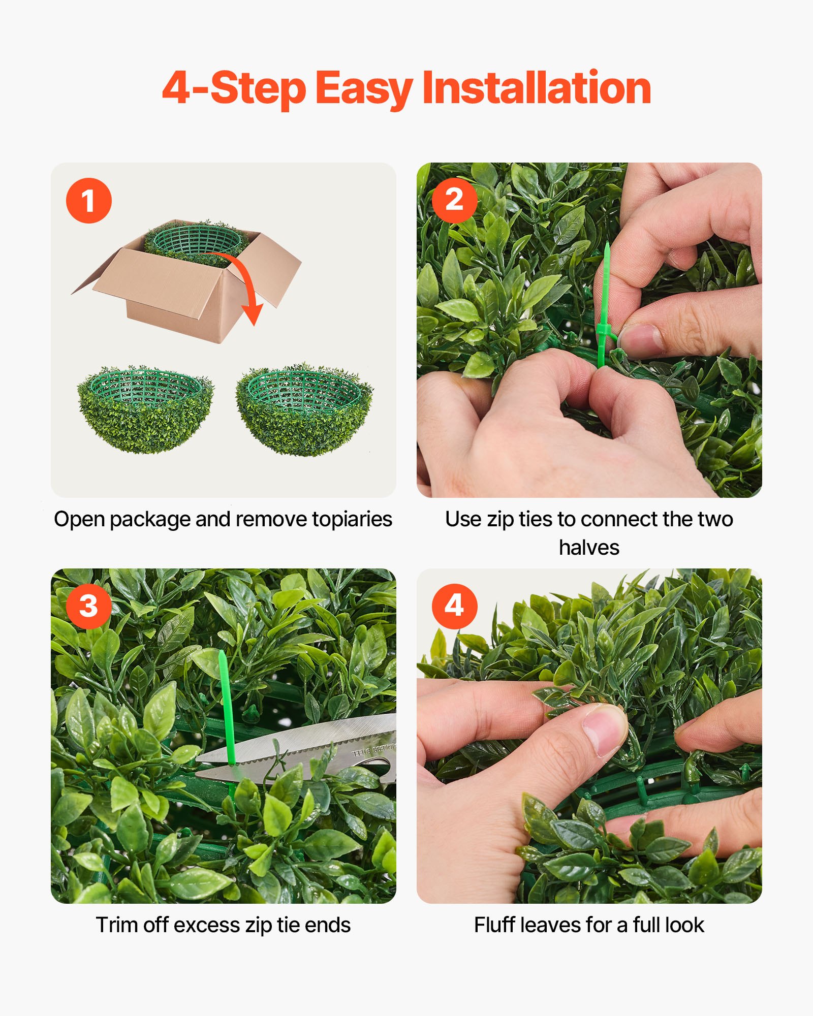 Artificial Topiary Ball, 584mm Faux Boxwood Plant Balls, Fake Silk Tree Look Real, Easy Assembly for Decor Front Porch Outdoor Patio Garden Balcony Backyard and Indoor Home Wedding, Green - Image 4