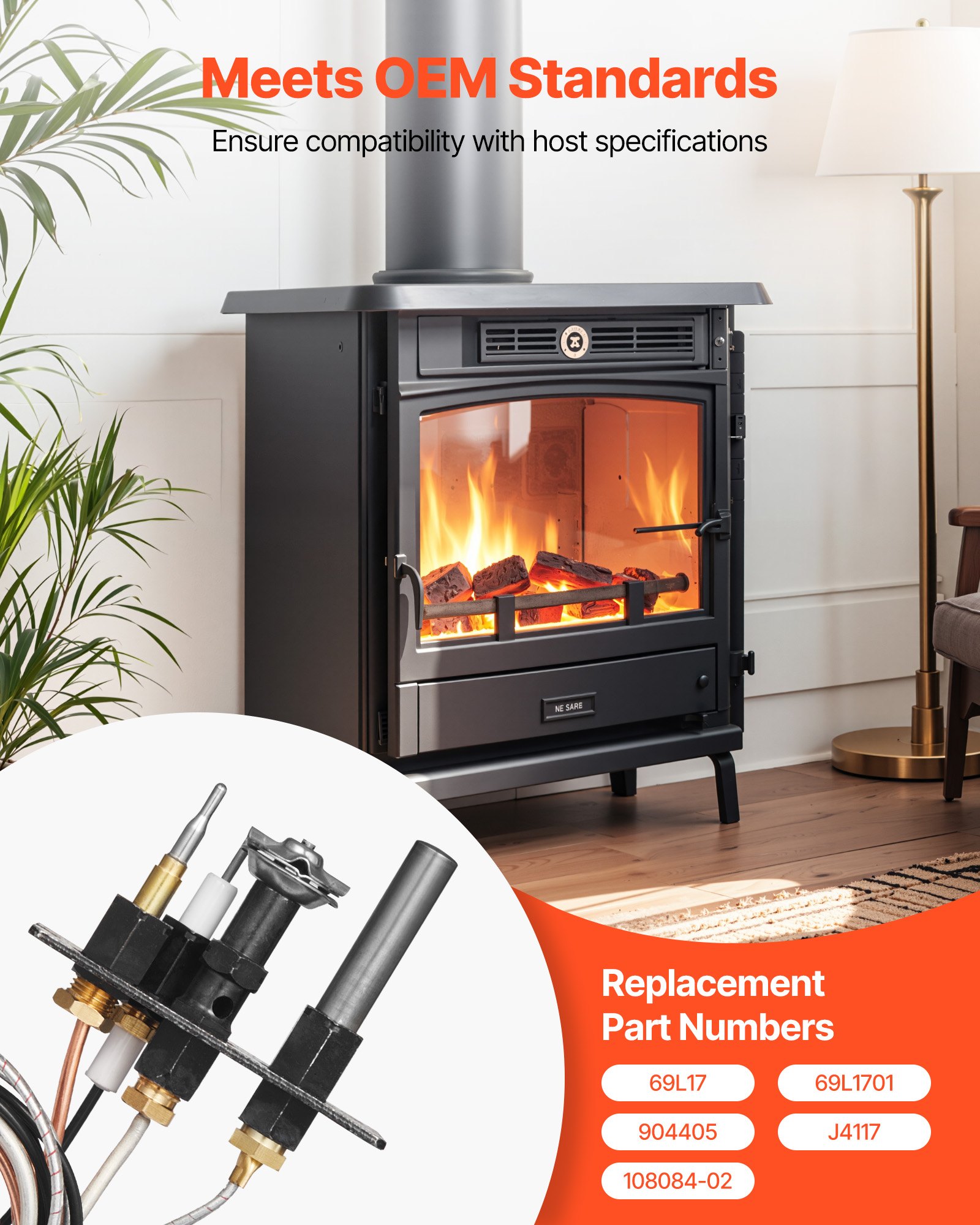 Gas Pilot Assembly, OE 69L17, 69L1701, 904405, J4117, 108084-02 Fireplace Gas Pilot Assembly Kit, Natural Gas Ignition Replacement, Compatible with Lennox, Superior, Astria Models, Black - Image 4