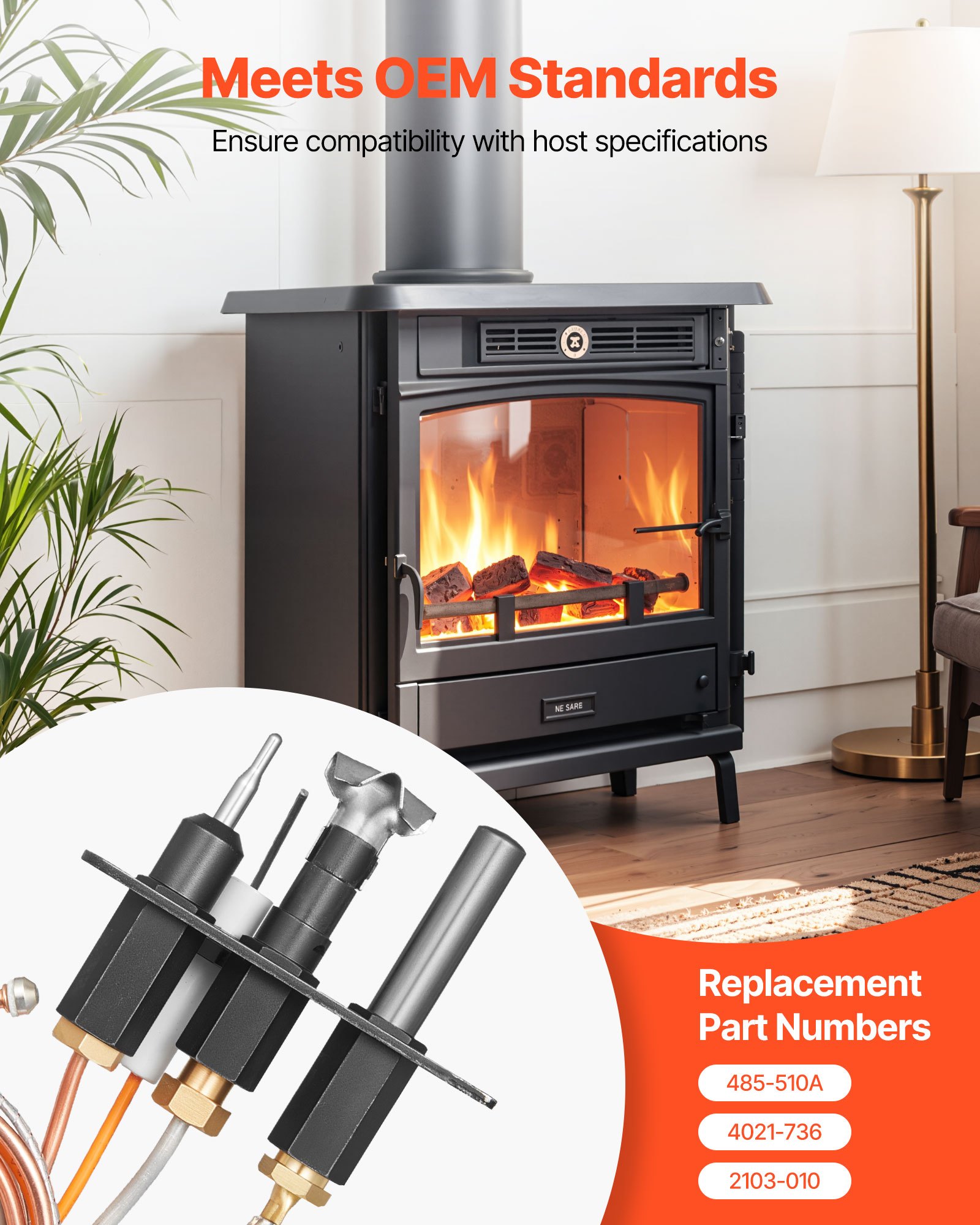 Gas Pilot Assembly, OE 485-510A,4021-736,2103-010 Fireplace Gas Pilot Assembly Kit, Natural Gas Ignition Replacement, Compatible with Quadra-Fire, Heat & Glo, Heatilator Models,Black - Image 4