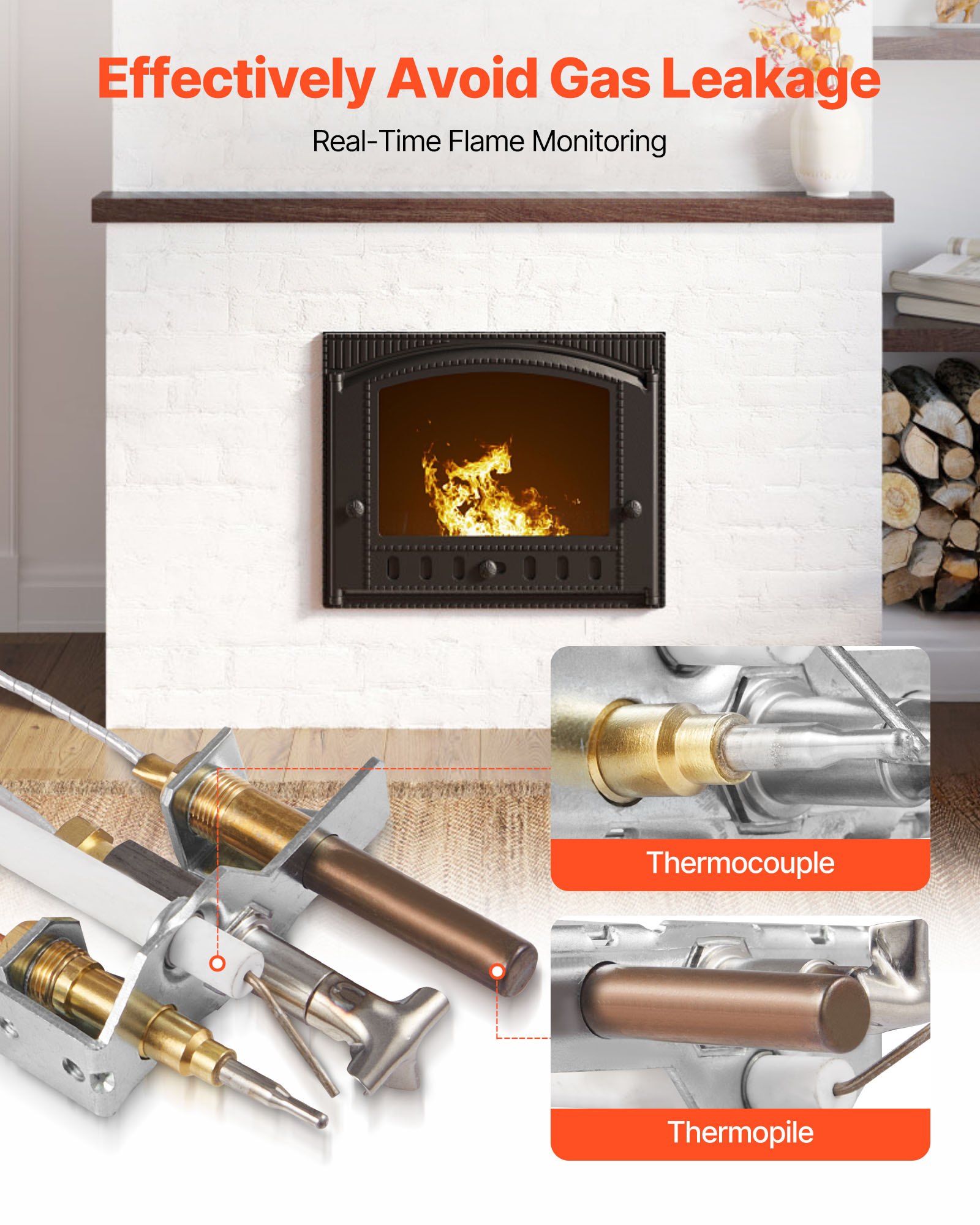 Gas Pilot Assembly, OE 4021-732, 25660 Fireplace Gas Pilot Assembly, Natural Gas Ignition Replacement with Pilot Tube, Thermocouple, Thermopile, Wires, Compatible with Heatilator Models - Image 3