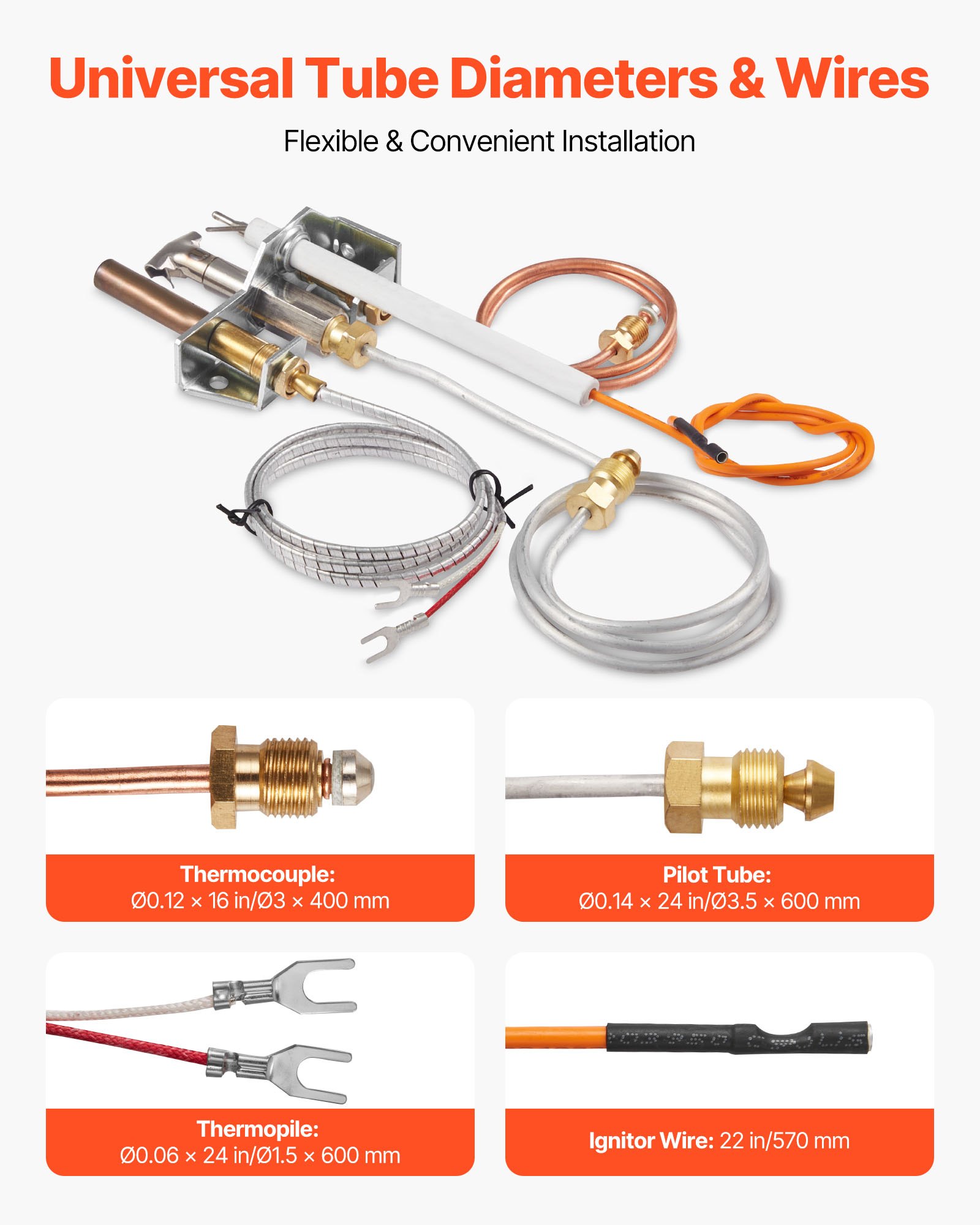 Gas Pilot Assembly, OE 4021-732, 25660 Fireplace Gas Pilot Assembly, Natural Gas Ignition Replacement with Pilot Tube, Thermocouple, Thermopile, Wires, Compatible with Heatilator Models - Image 6