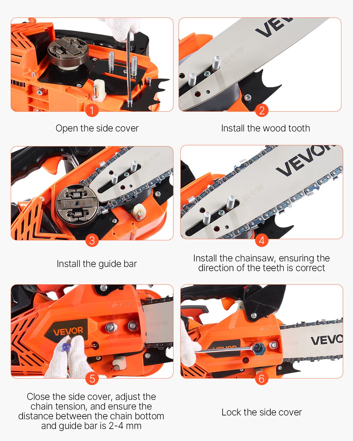 25 cc Gas Chainsaw, 305 mm Gas Powered Chainsaw, 0.75 kW Power Chain Saw with Non-Slip Handle, Gas-Powered Chainsaws with Dual Fuel Tanks, For Wood Cutting, Tree Trimming, and Land Clearing - Image 6