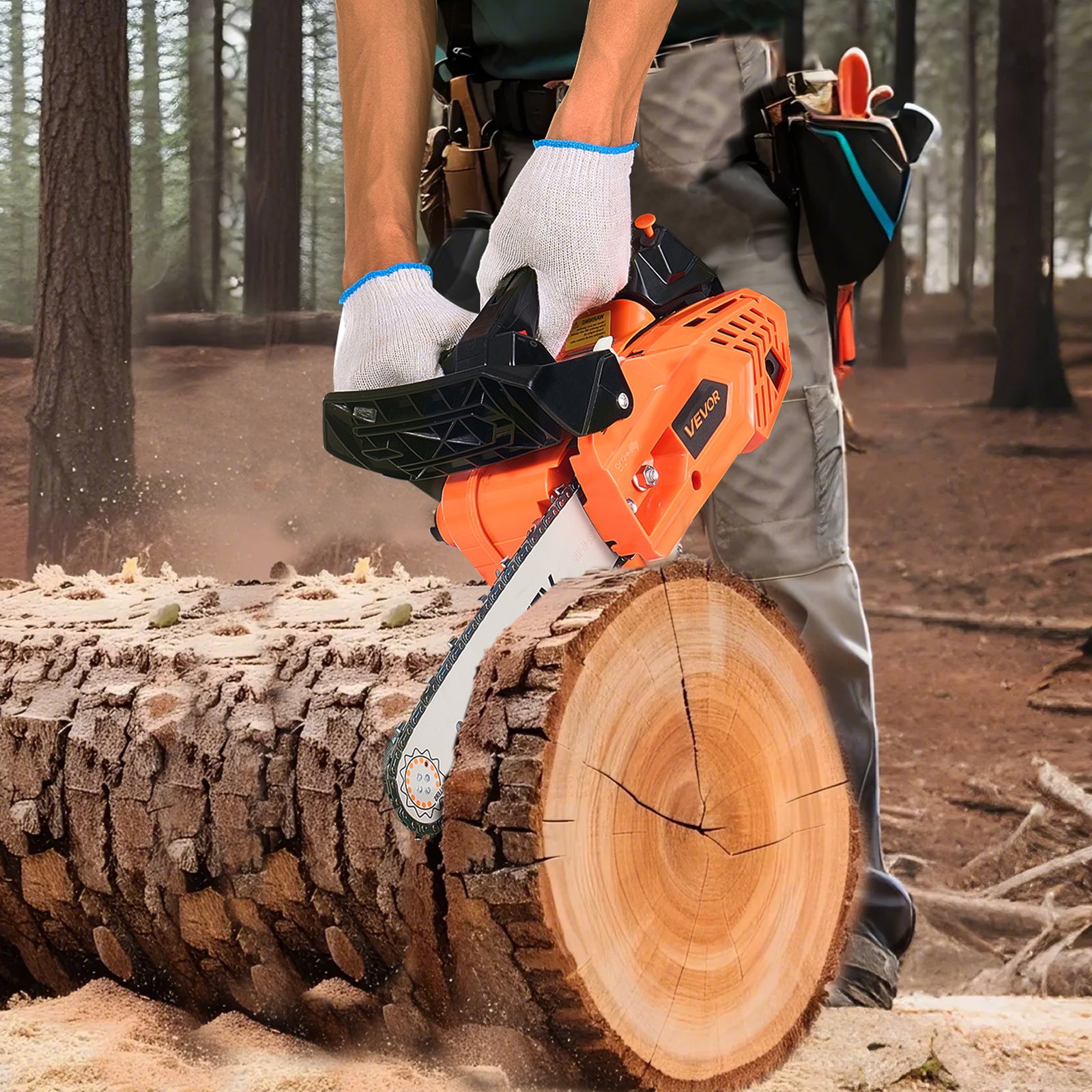 25 cc Gas Chainsaw, 305 mm Gas Powered Chainsaw, 0.75 kW Power Chain Saw with Non-Slip Handle, Gas-Powered Chainsaws with Dual Fuel Tanks, For Wood Cutting, Tree Trimming, and Land Clearing - Image 8