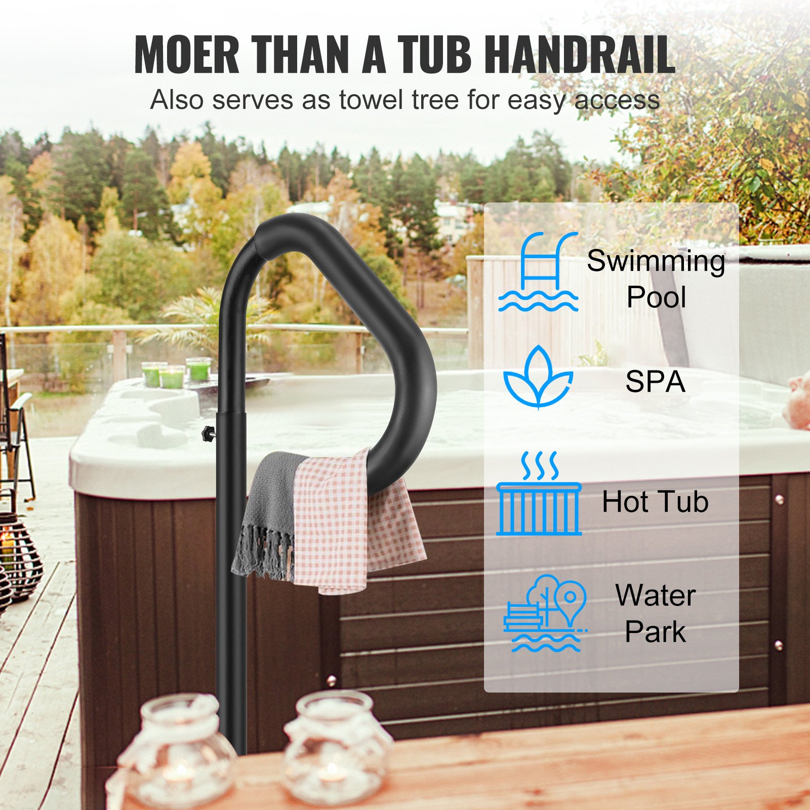Hot Tub Handrail, 360 Rotatable Spa Side Handrail with 48
