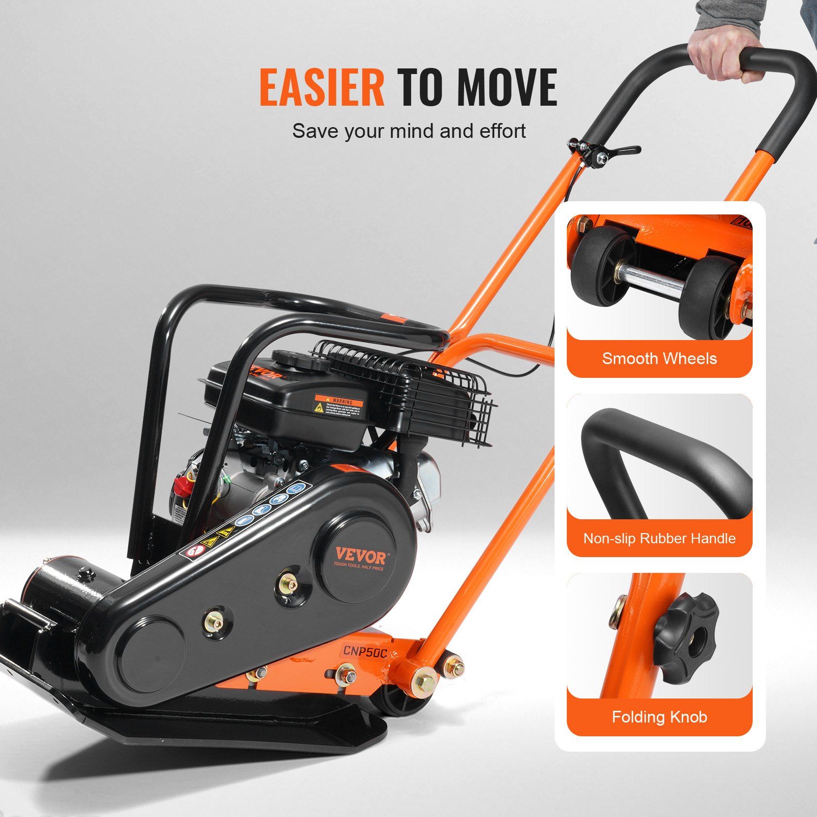 Plate Compactor, 2.8 HP 78.5CC Gas Engine 5,250 VPM, 870 kg Force Vibratory Compaction Tamper with 18.7 x 11.8 inch Plate for Walkways, Patios, Asphalts, Paver Landscaping - Image 5