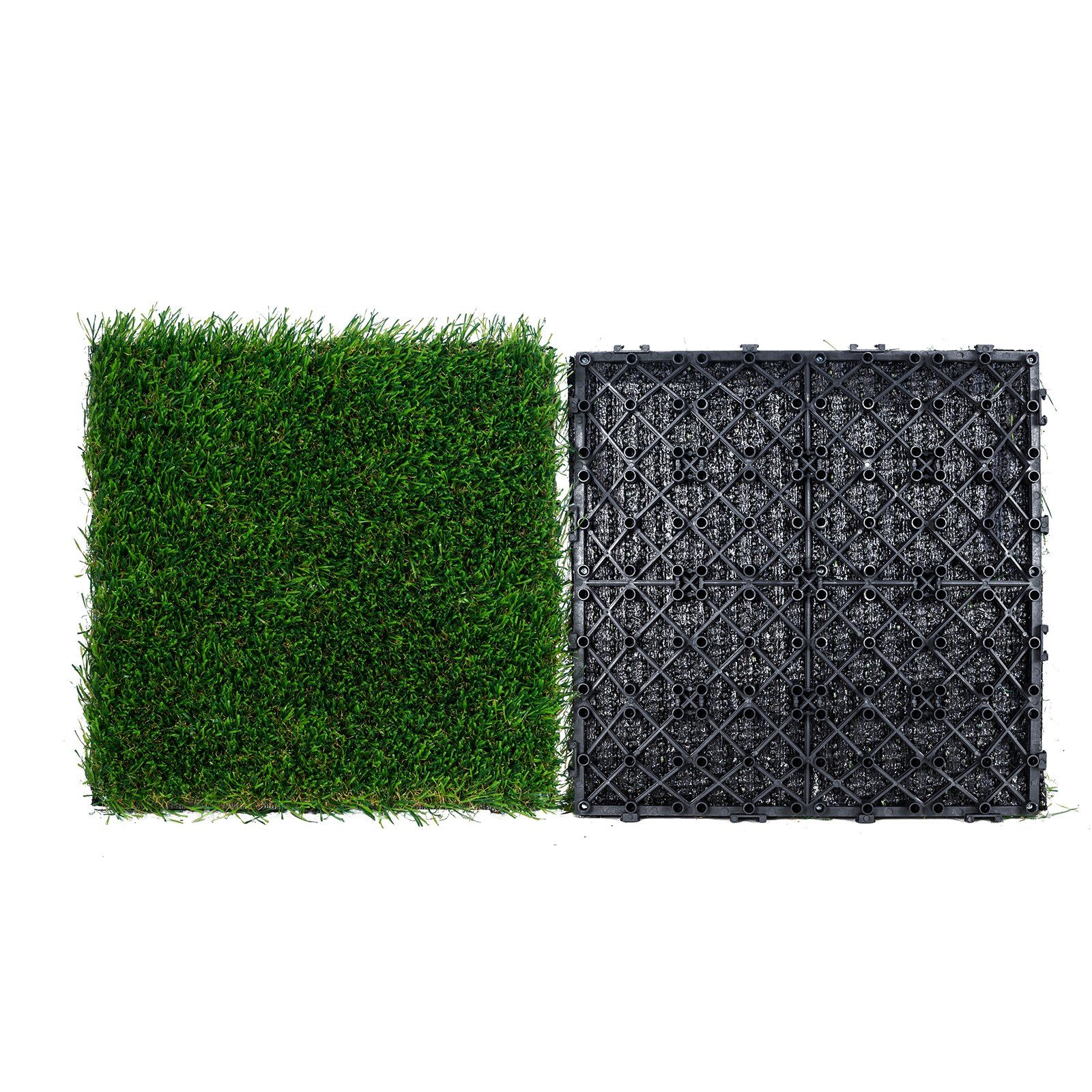 Artifical Grass Tiles Interlocking Turf Deck Set, 18 Pack - 12