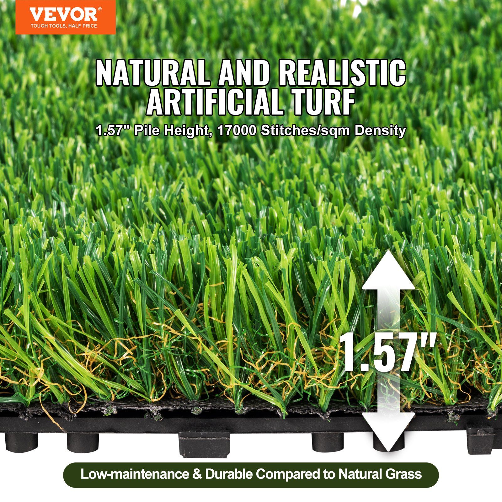 Artifical Grass Tiles Interlocking Turf Deck Set, 18 Pack - 12