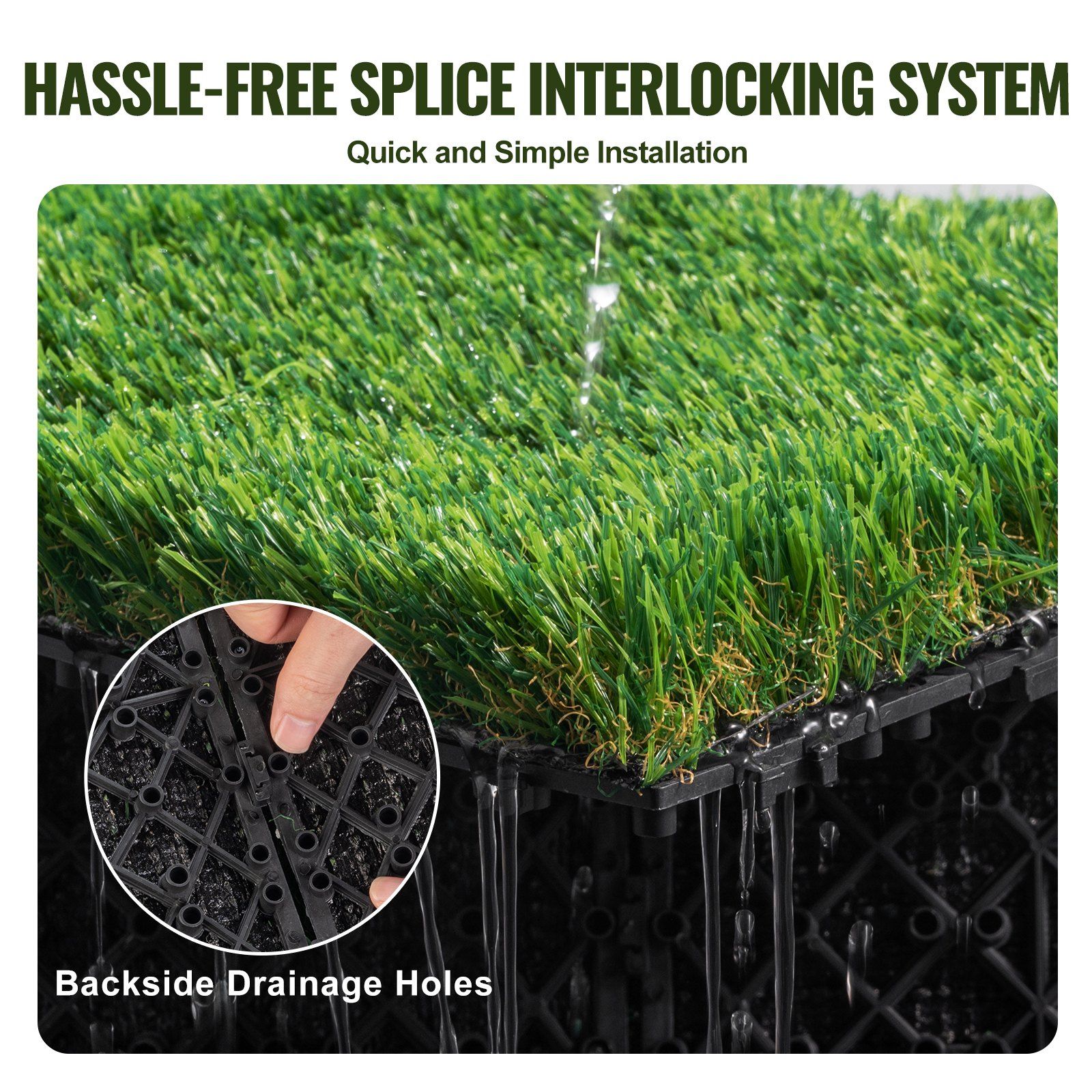 Artifical Grass Tiles Interlocking Turf Deck Set, 18 Pack - 12