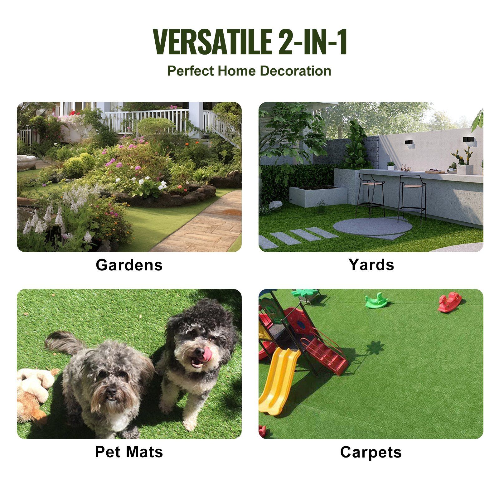 Artifical Grass Tiles Interlocking Turf Deck Set, 18 Pack - 12