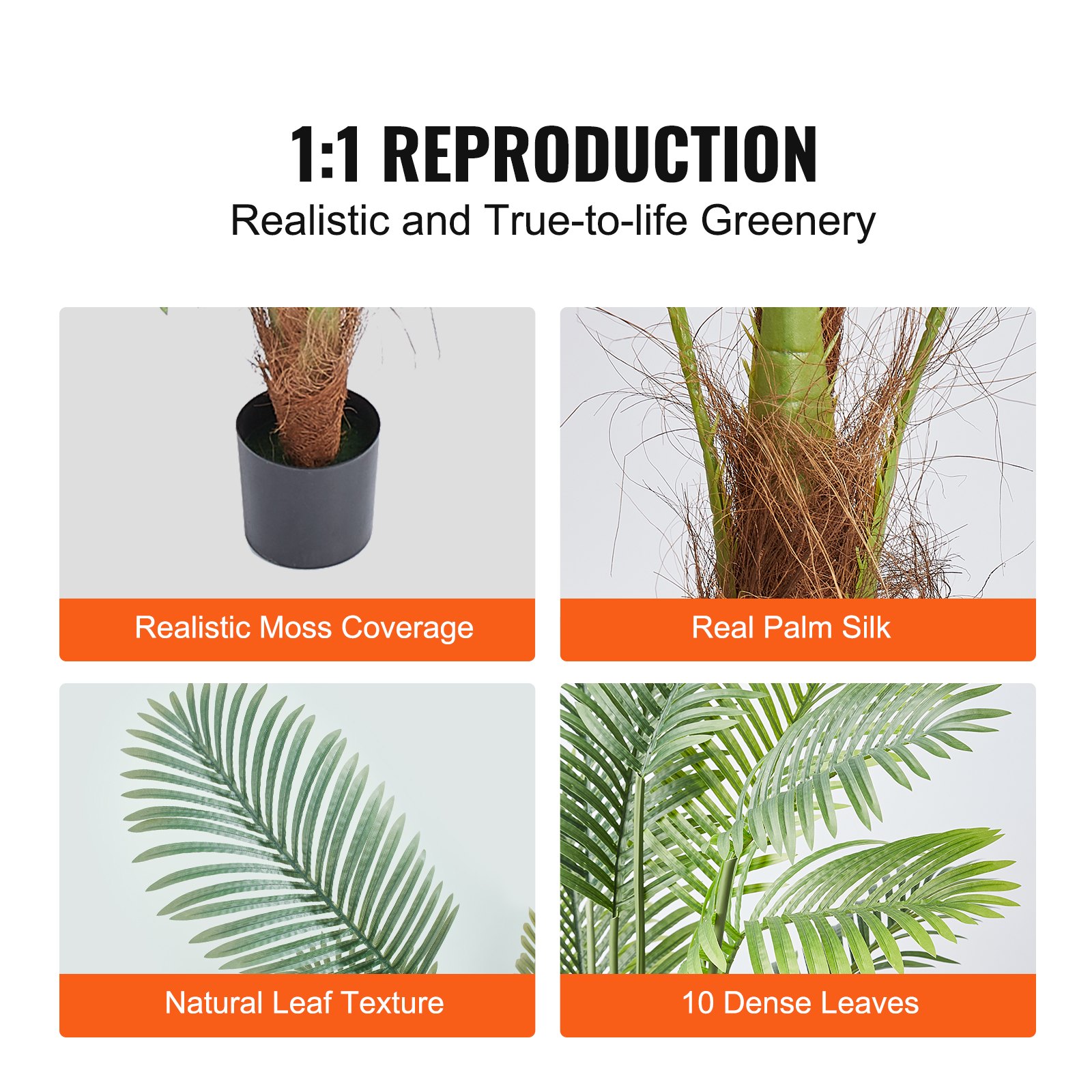 Artificial Palm Tree, 1219mm Tall Faux Plant, Secure PE Material & Anti-Tip Tilt Protection Low-Maintenance Plant, Lifelike Green Fake Tree for Home Office Warehouse Decor Indoor Outdoor - Image 4
