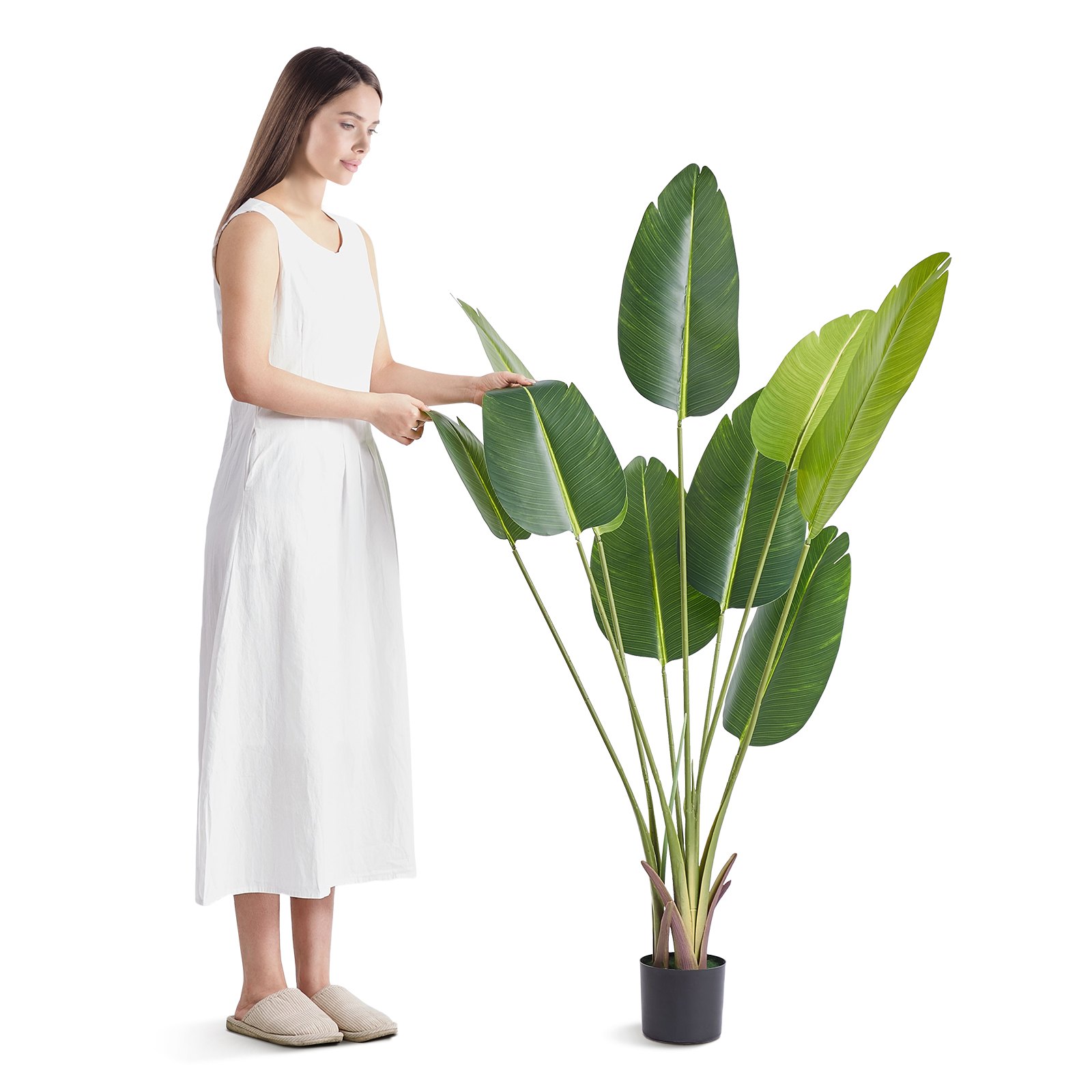 Artificial Birds Of Paradise Tree, 1.5m Tall Faux Plant, PE Material & Anti-Tip Tilt Protection Low-Maintenance Plant, Lifelike Green Fake Tree for Home Office Warehouse Decor Indoor Outdoor - Image 1