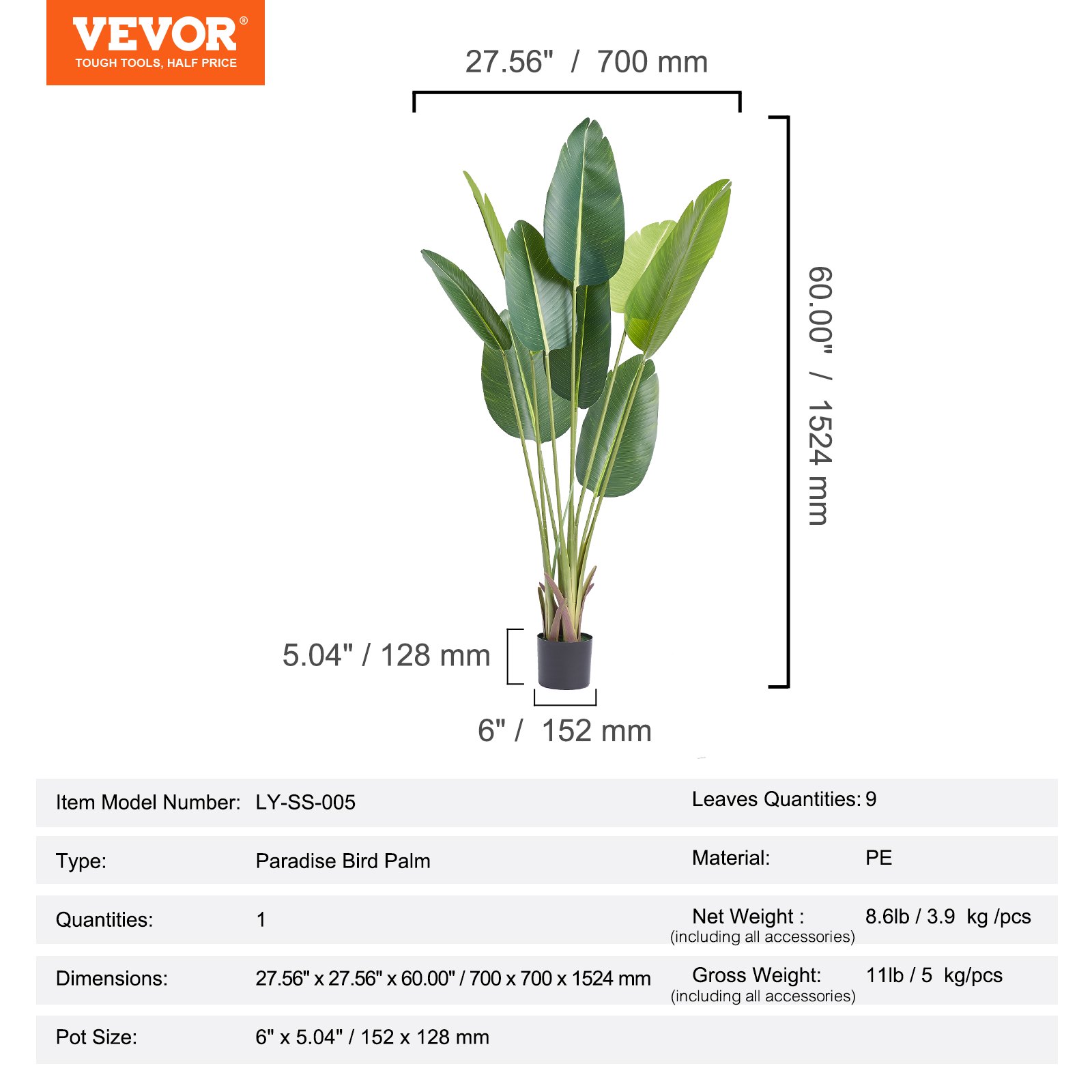 Artificial Birds Of Paradise Tree, 1.5m Tall Faux Plant, PE Material & Anti-Tip Tilt Protection Low-Maintenance Plant, Lifelike Green Fake Tree for Home Office Warehouse Decor Indoor Outdoor - Image 7
