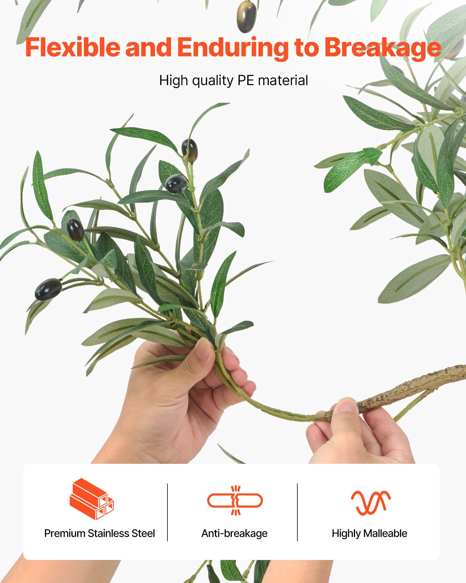 150cm Artificial Olive Tree with Black Pot, Tall Fake Tree with Natural Wood Trunk & Realistic Green Leaves and Fruits, Indoor Faux Plant for Home, Office, Living Room, Corner Decor - Image 4