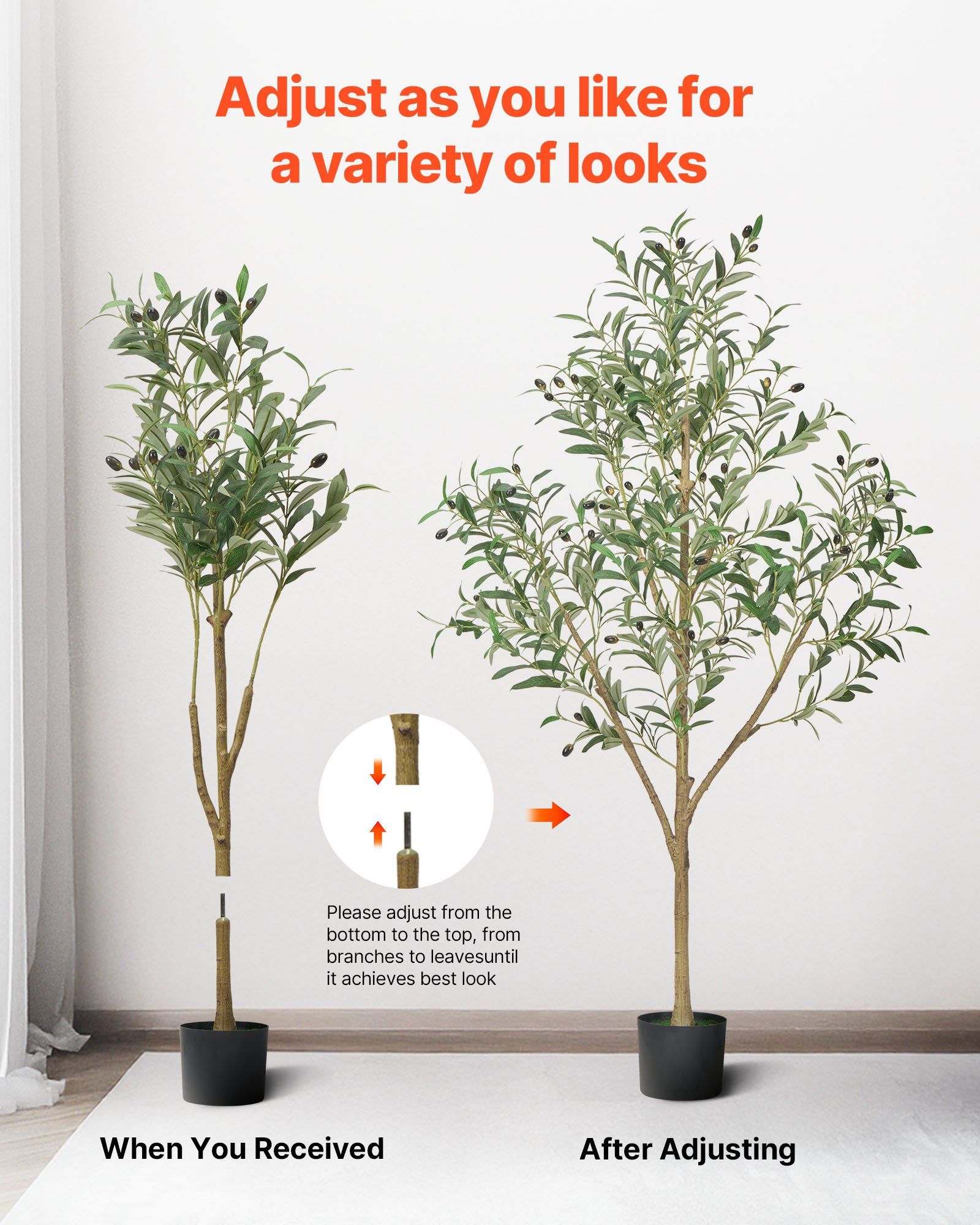150cm Artificial Olive Tree with Black Pot, Tall Fake Tree with Natural Wood Trunk & Realistic Green Leaves and Fruits, Indoor Faux Plant for Home, Office, Living Room, Corner Decor - Image 6