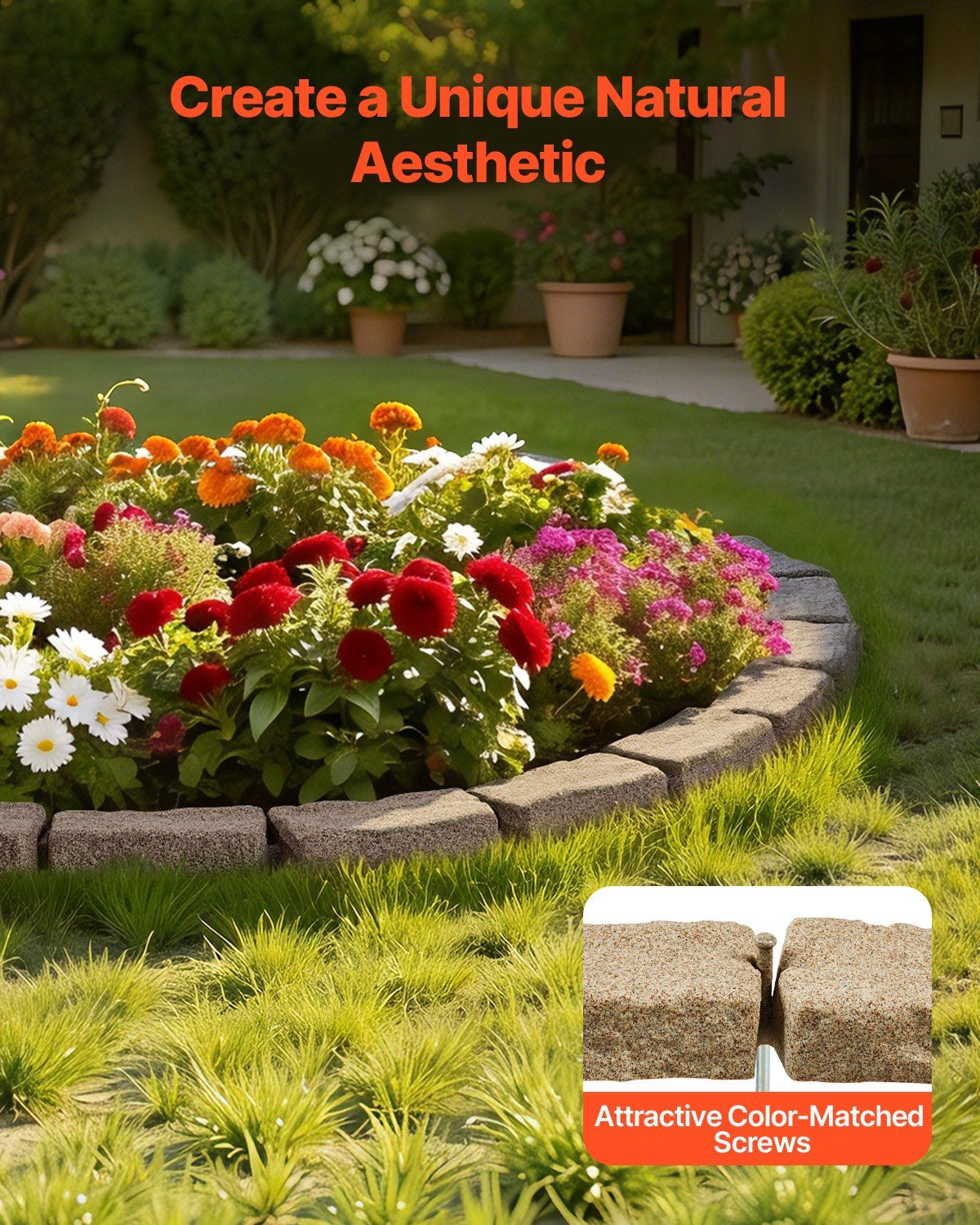 Fake Stone Landscape Edging 1180 x 95 x 57 mm Lawn Edging Fade-Resistant Beige - Image 2