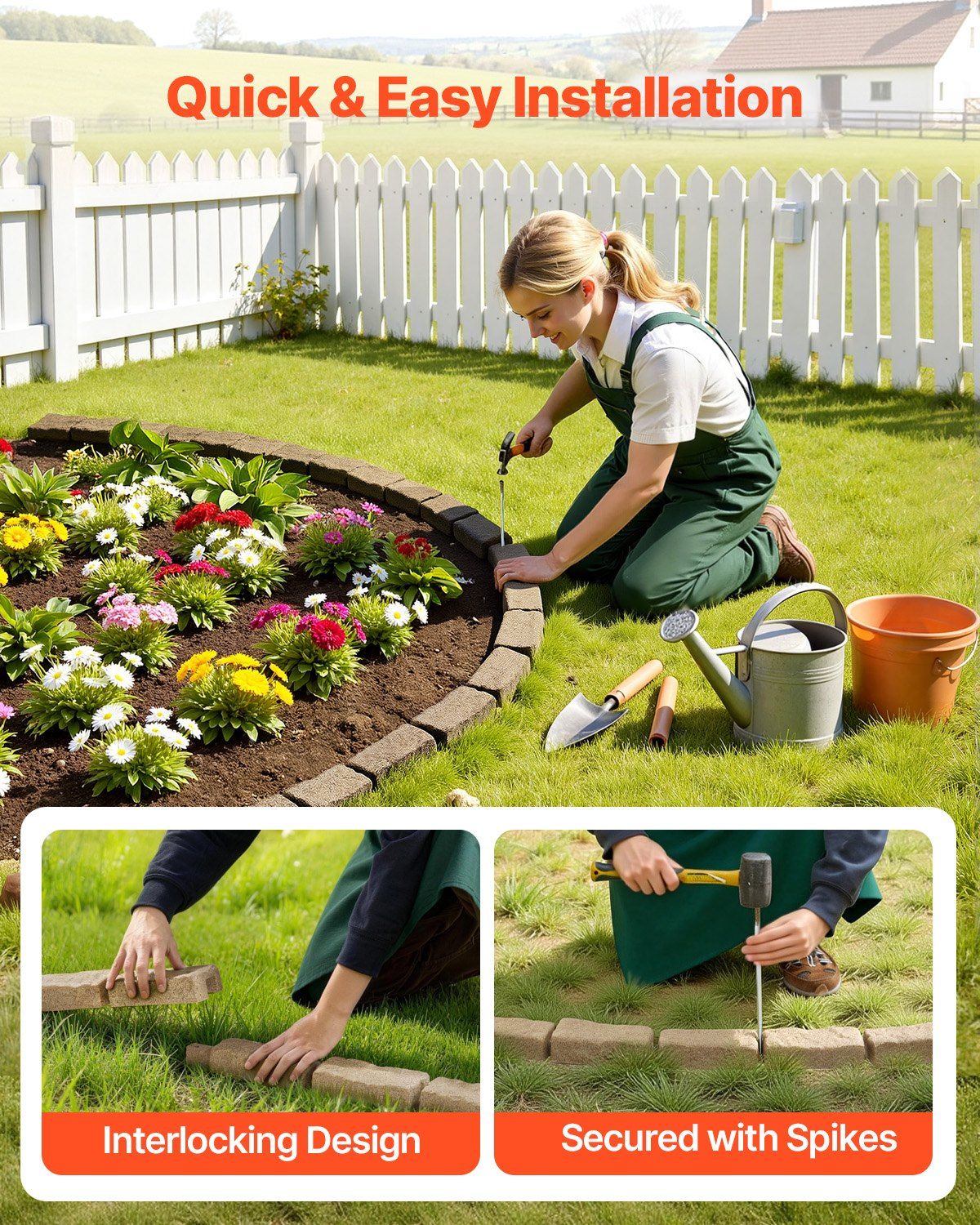Fake Stone Landscape Edging 1180 x 95 x 57 mm Lawn Edging Fade-Resistant Beige - Image 4
