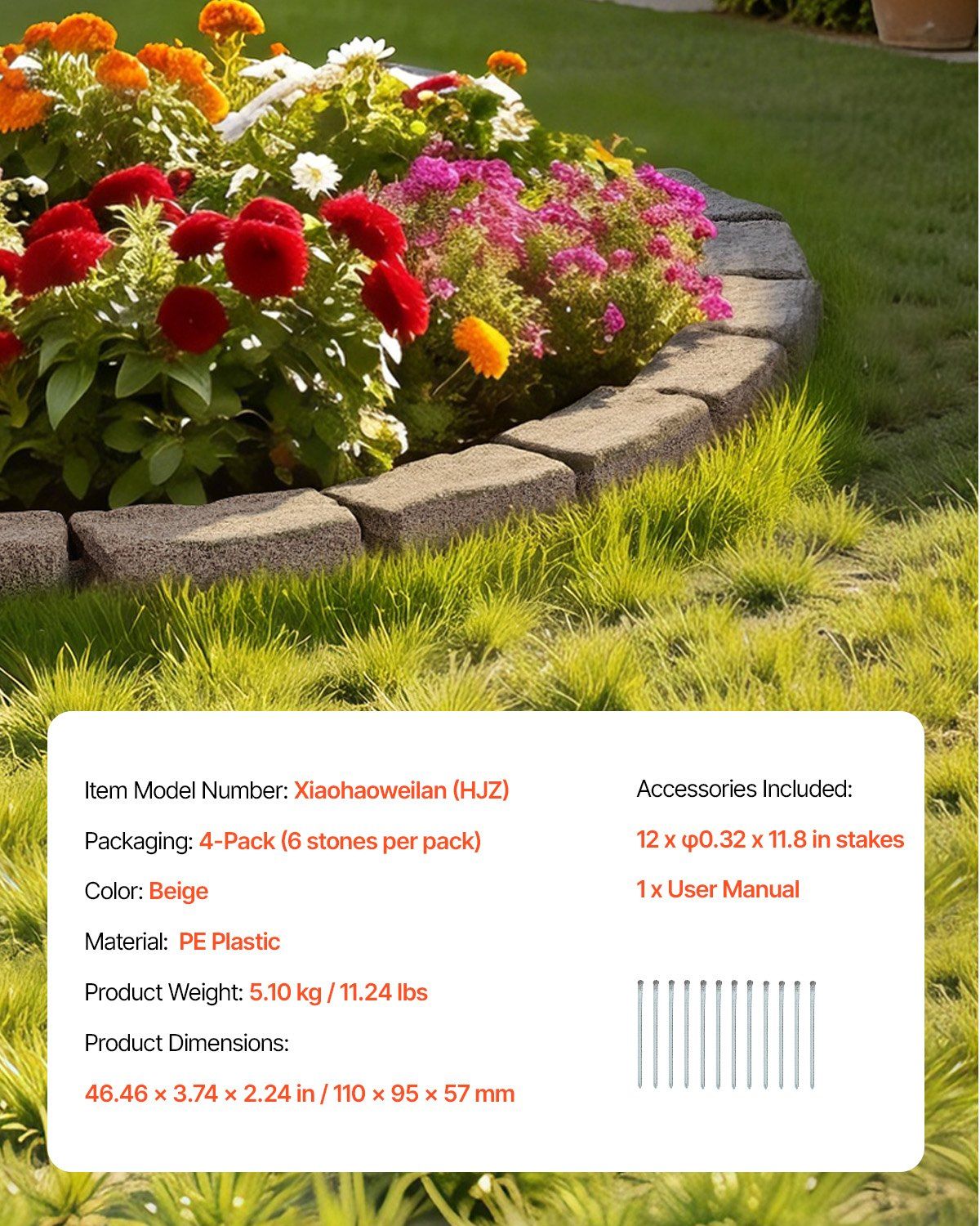 Fake Stone Landscape Edging 1180 x 95 x 57 mm Lawn Edging Fade-Resistant Beige - Image 7