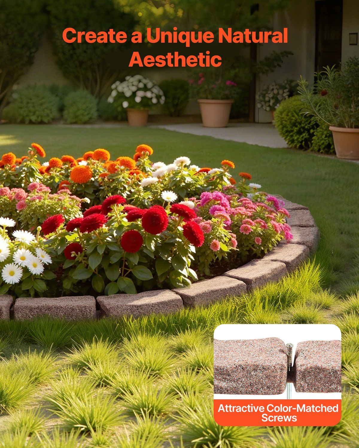 Faux Stone Landscape Edging 1180 x 95 x 57 mm Garden Lawn Edging for Walkway Brown - Image 2