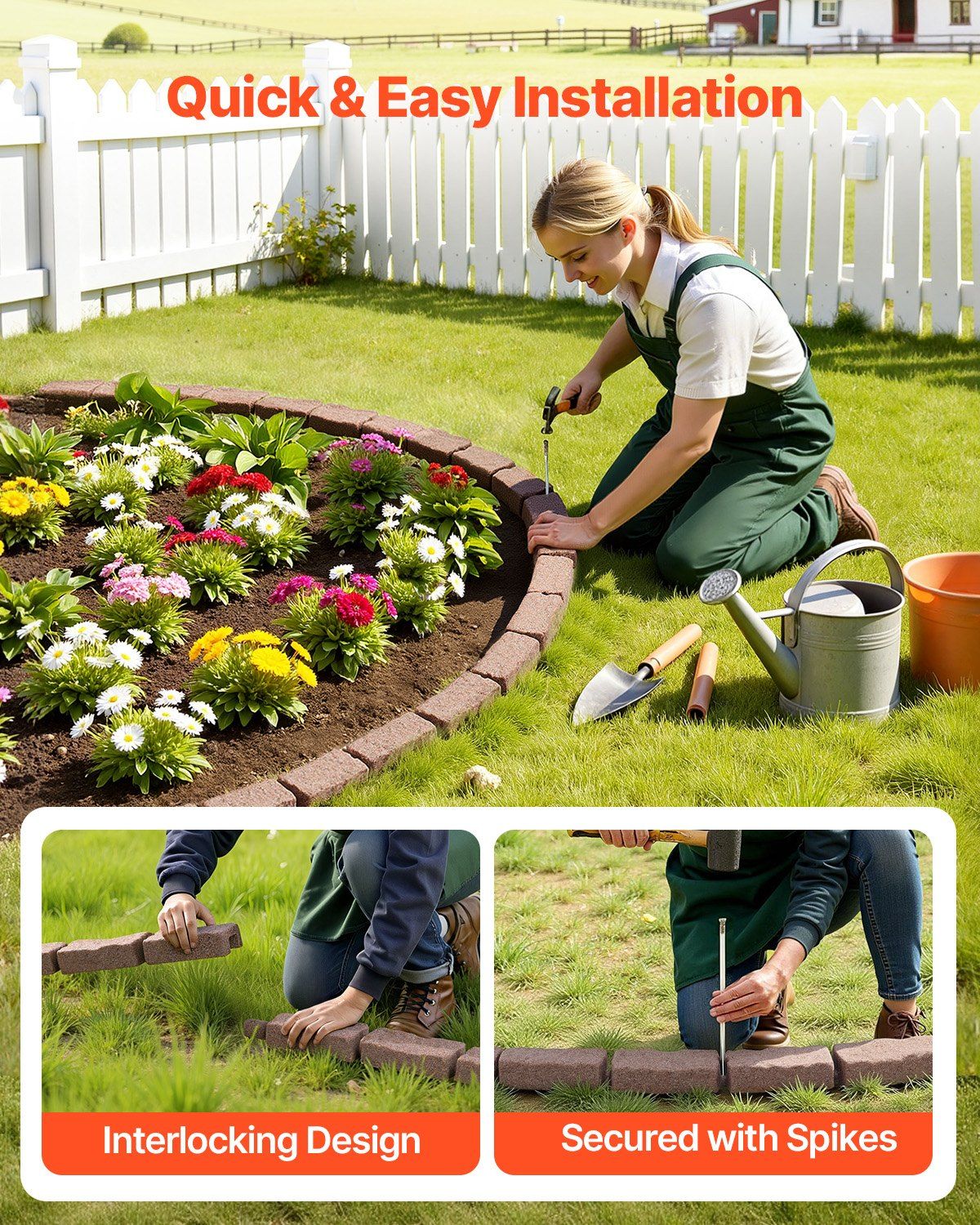 Faux Stone Landscape Edging 1180 x 95 x 57 mm Garden Lawn Edging for Walkway Brown - Image 4