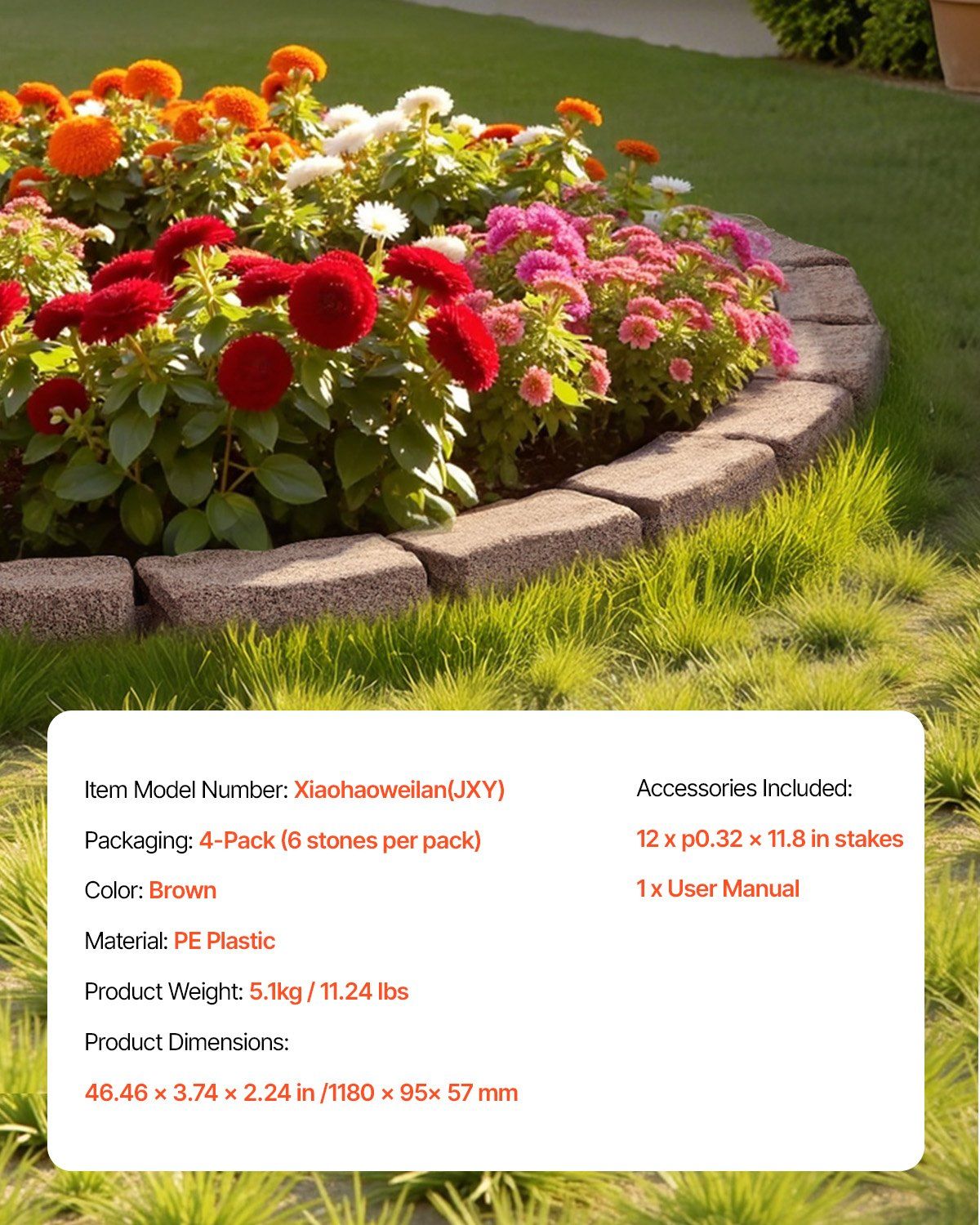Faux Stone Landscape Edging 1180 x 95 x 57 mm Garden Lawn Edging for Walkway Brown - Image 7