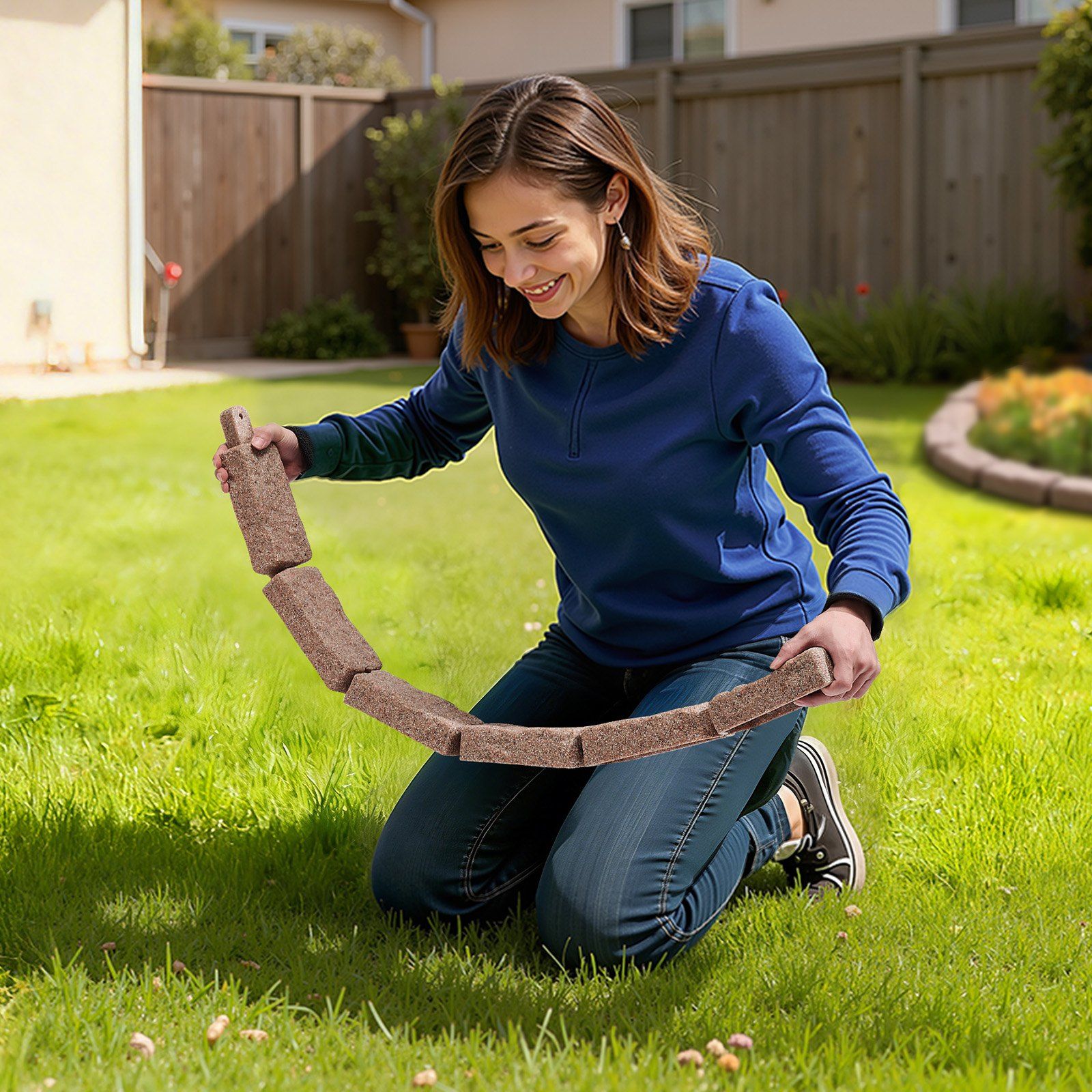 Faux Stone Landscape Edging 1180 x 95 x 57 mm Garden Lawn Edging for Walkway Brown - Image 8