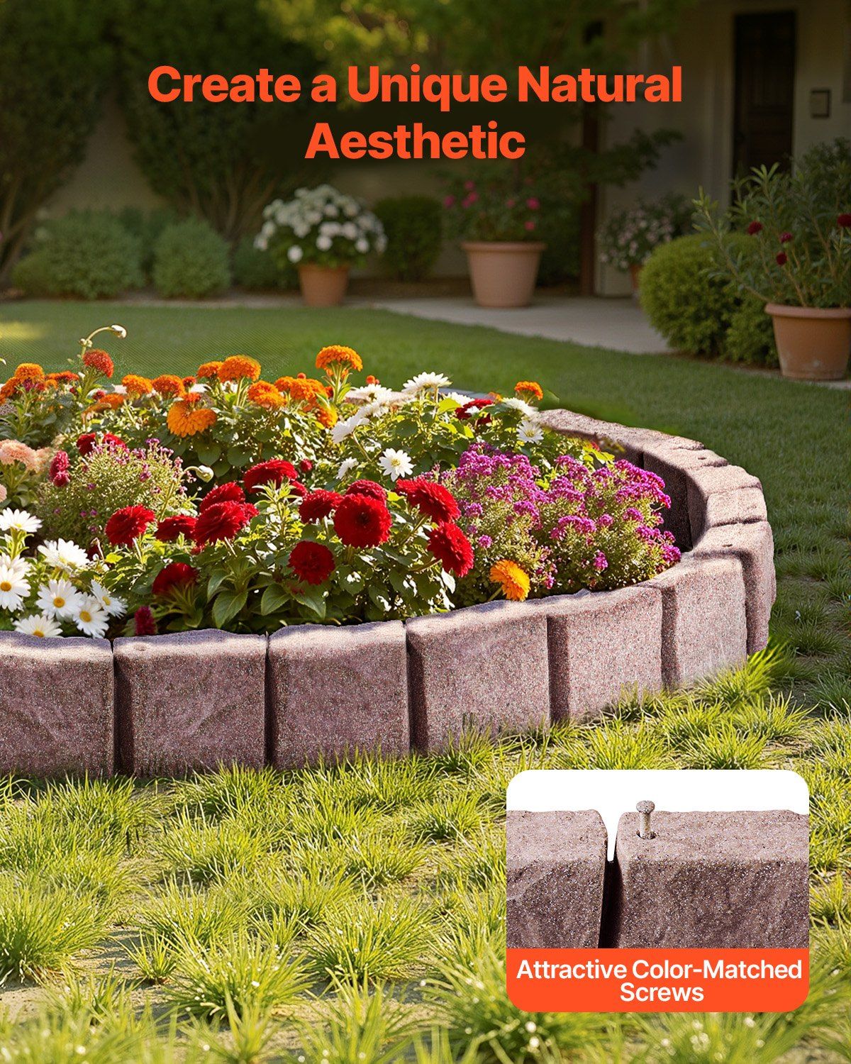 Fake Stone Landscape Edging1190 x 100 x 155mm Lawn Edging Fade-Resistant Brown - Image 2