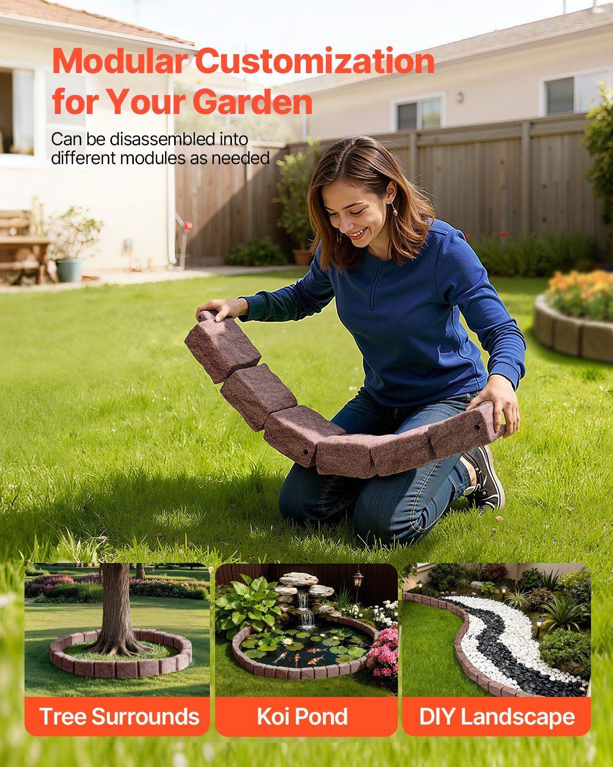 Fake Stone Landscape Edging1190 x 100 x 155mm Lawn Edging Fade-Resistant Brown - Image 3