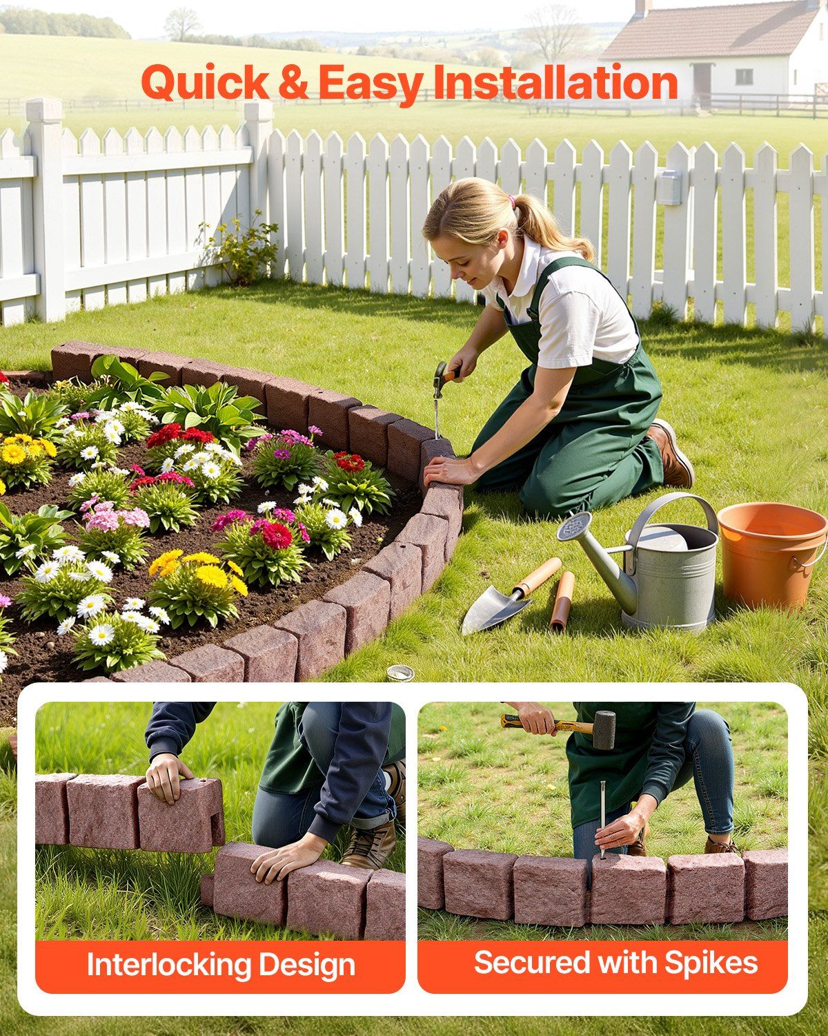 Fake Stone Landscape Edging1190 x 100 x 155mm Lawn Edging Fade-Resistant Brown - Image 4