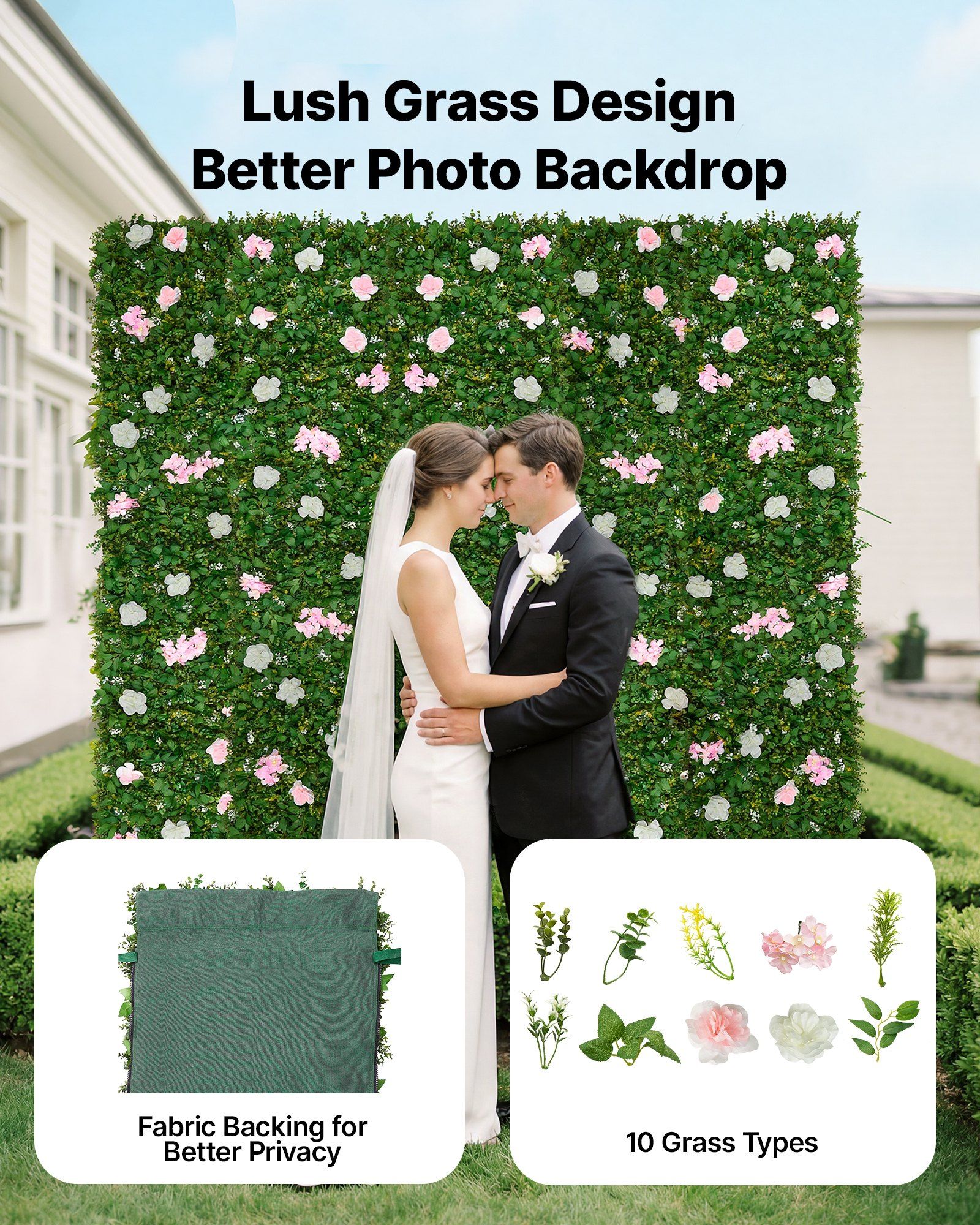 Artificial Luxury‌ Flower Wall Backdrop, 2 PCS, Each Panel 61 x 243.8 cm, Gorgeous 3D Silk Floral Backdrop Pet Friendly, Easy Installation Flower Wall Panel for Wedding, Event, Party, Home Decor - Image 2