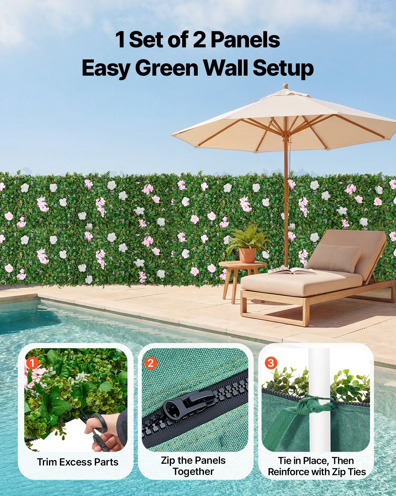 Artificial Luxury‌ Flower Wall Backdrop, 2 PCS, Each Panel 61 x 243.8 cm, Gorgeous 3D Silk Floral Backdrop Pet Friendly, Easy Installation Flower Wall Panel for Wedding, Event, Party, Home Decor - Image 4