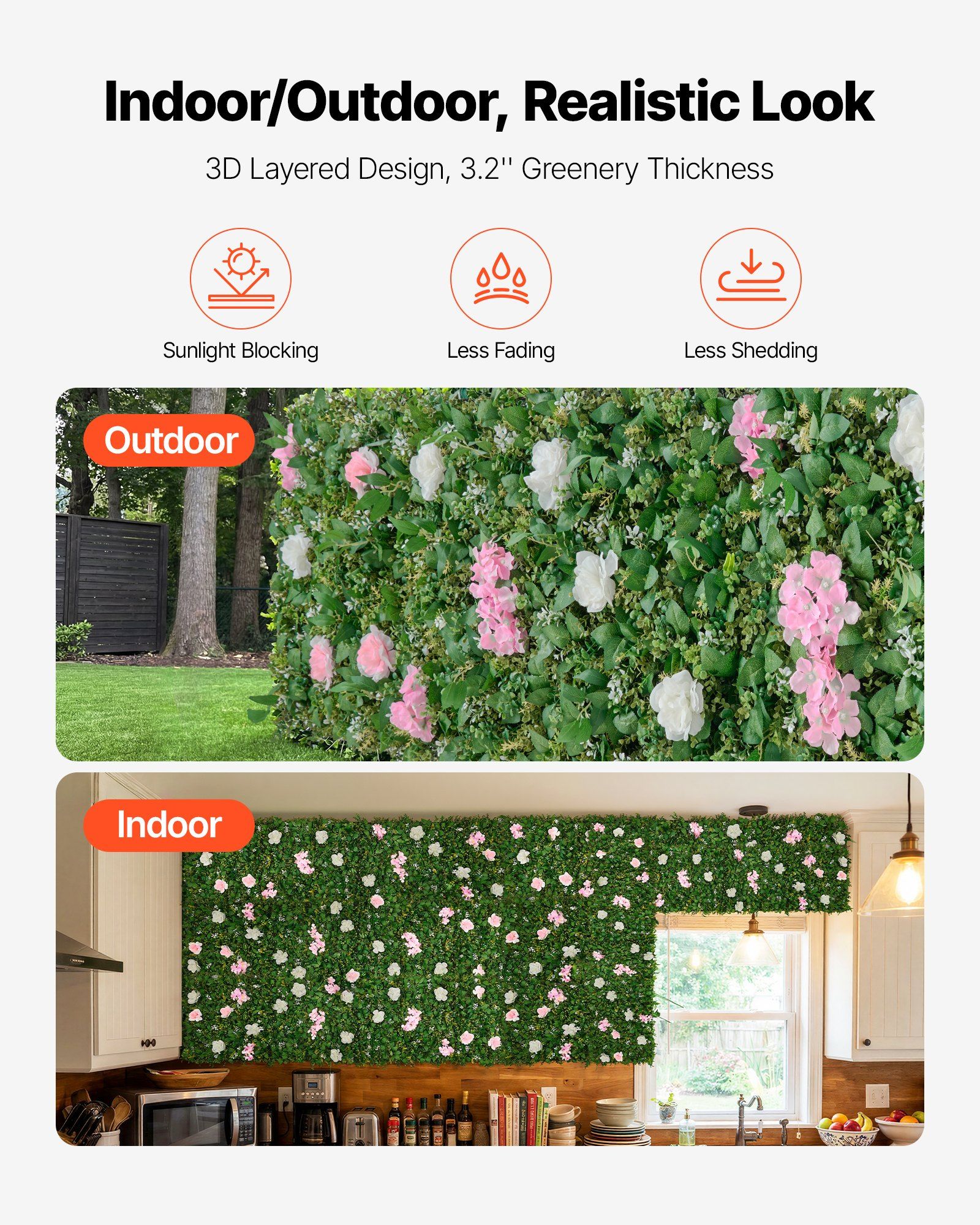 Artificial Luxury‌ Flower Wall Backdrop, 2 PCS, Each Panel 61 x 243.8 cm, Gorgeous 3D Silk Floral Backdrop Pet Friendly, Easy Installation Flower Wall Panel for Wedding, Event, Party, Home Decor - Image 5