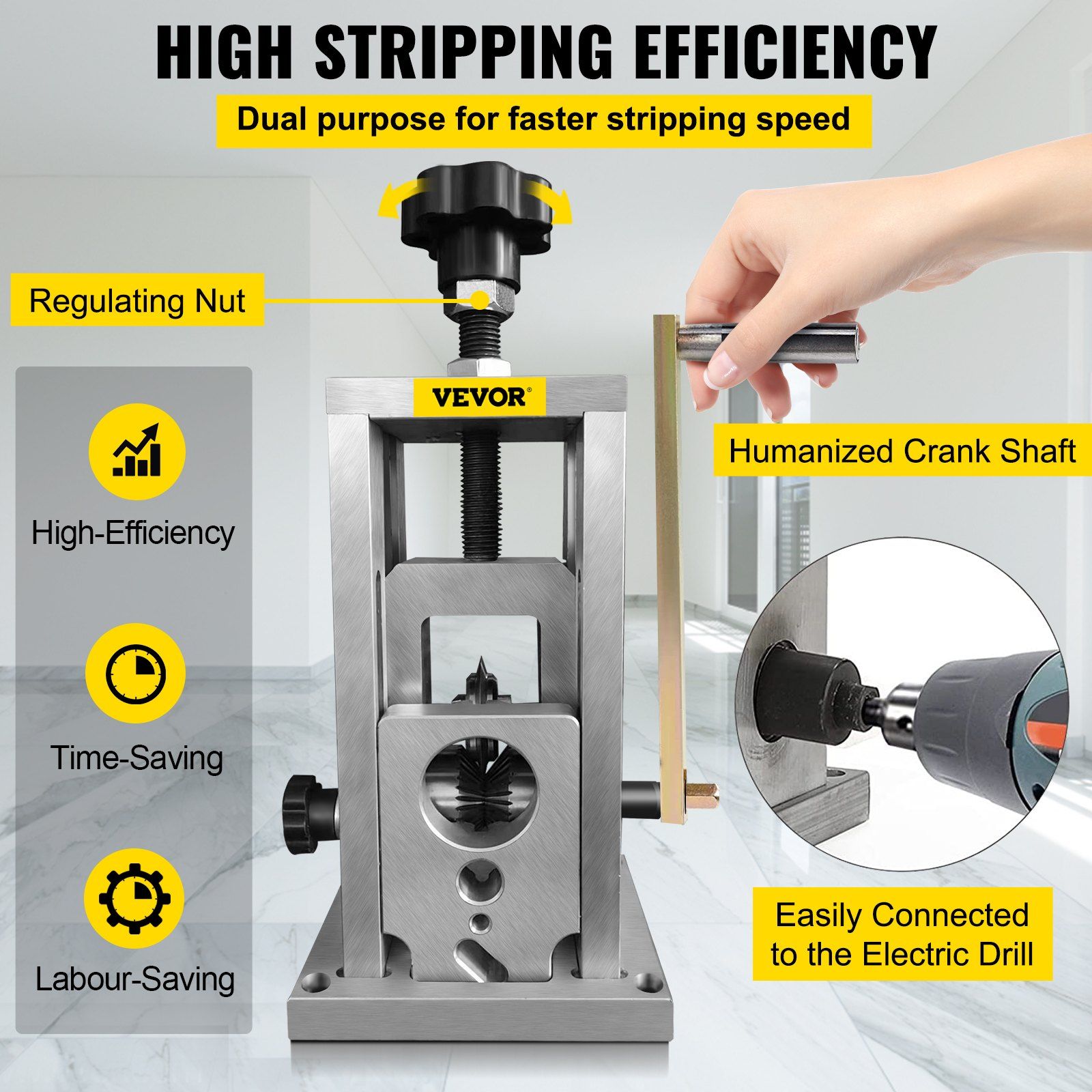 Wire Stripping Machine, 1.5-40 mm Drill Powered, Manual Copper Stripper w Heat Treated Steel Ultra Long Lasting Blade, Compact & Portable for Scrap Cable Peeling Recycling - Image 5