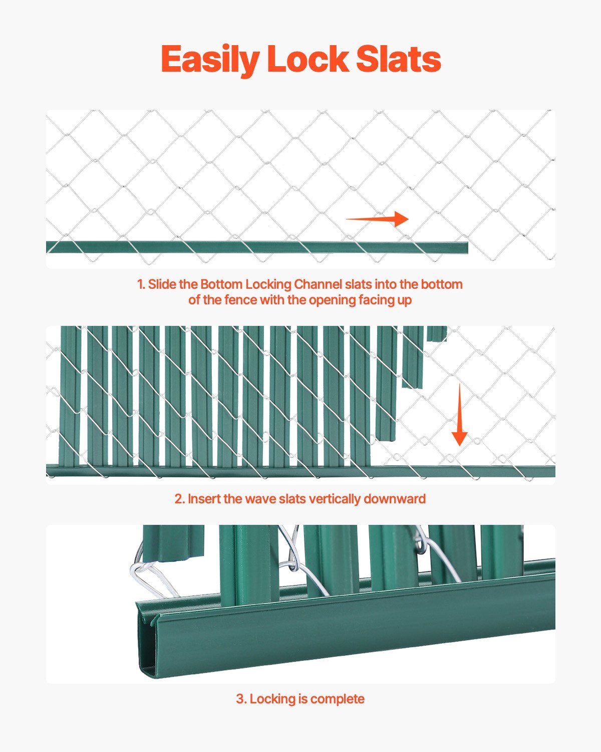 Bottom Locking Privacy Slats, Double-Wall Vertical Bottom-Locking Slats with Wings for Chain-Link Fence, High-Density HDPE Chain Link Slats Ideally Fit 1.2 m High Fence for Garden Farm(Green) - Image 6