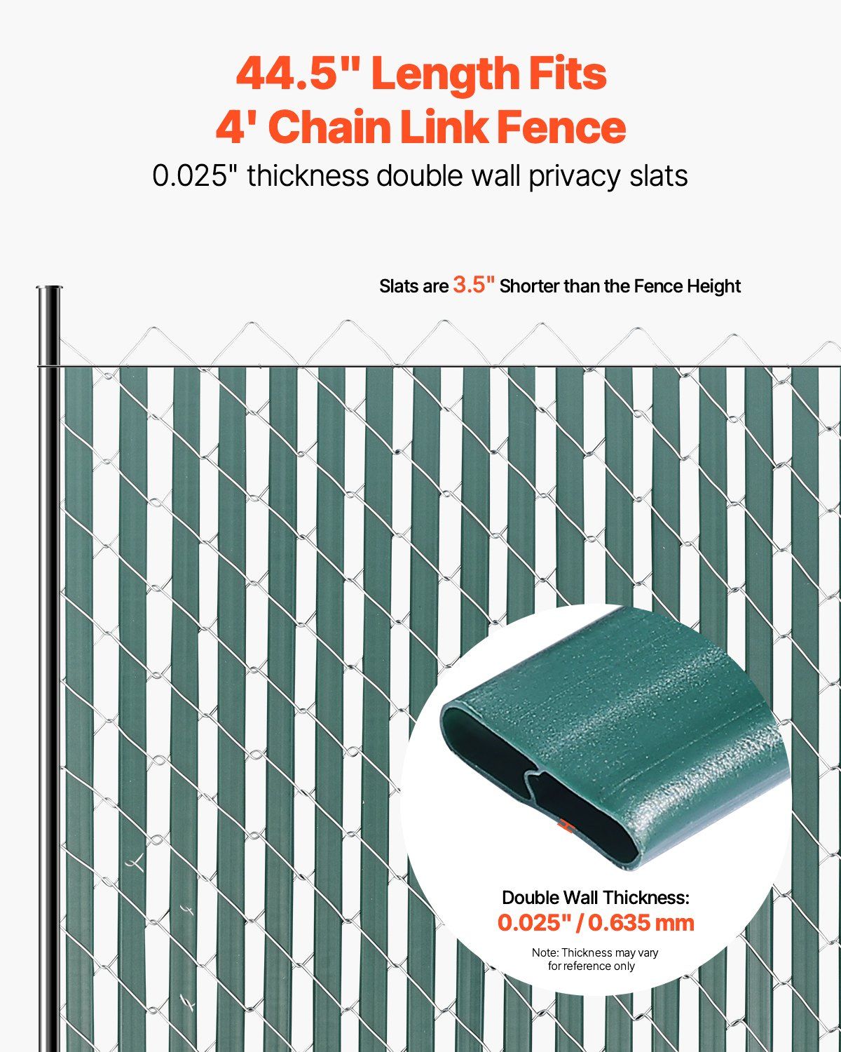 Bottom Locking Privacy Slats, Double-Wall Vertical Bottom-Locking Slats for Chain-Link Fence, High-Density HDPE Chain Link Slats Ideally Fit 1.2 m High Fence for Garden Farm Sports Field(Green) - Image 2