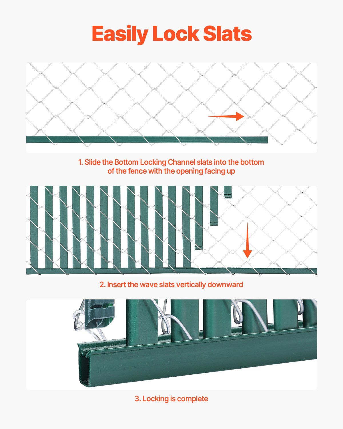 Bottom Locking Privacy Slats, Double-Wall Vertical Bottom-Locking Slats for Chain-Link Fence, High-Density HDPE Chain Link Slats Ideally Fit 1.2 m High Fence for Garden Farm Sports Field(Green) - Image 6