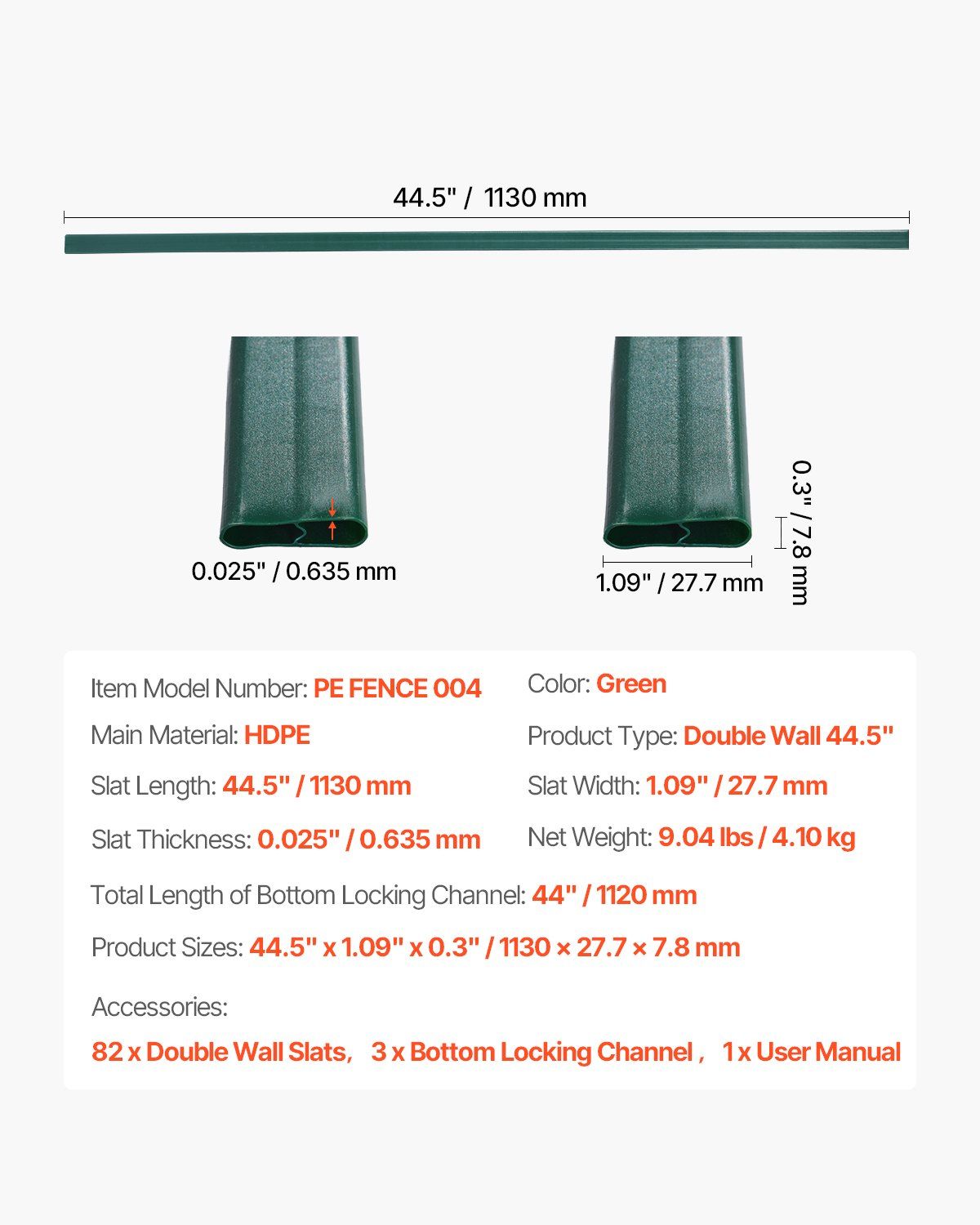 Bottom Locking Privacy Slats, Double-Wall Vertical Bottom-Locking Slats for Chain-Link Fence, High-Density HDPE Chain Link Slats Ideally Fit 1.2 m High Fence for Garden Farm Sports Field(Green) - Image 7