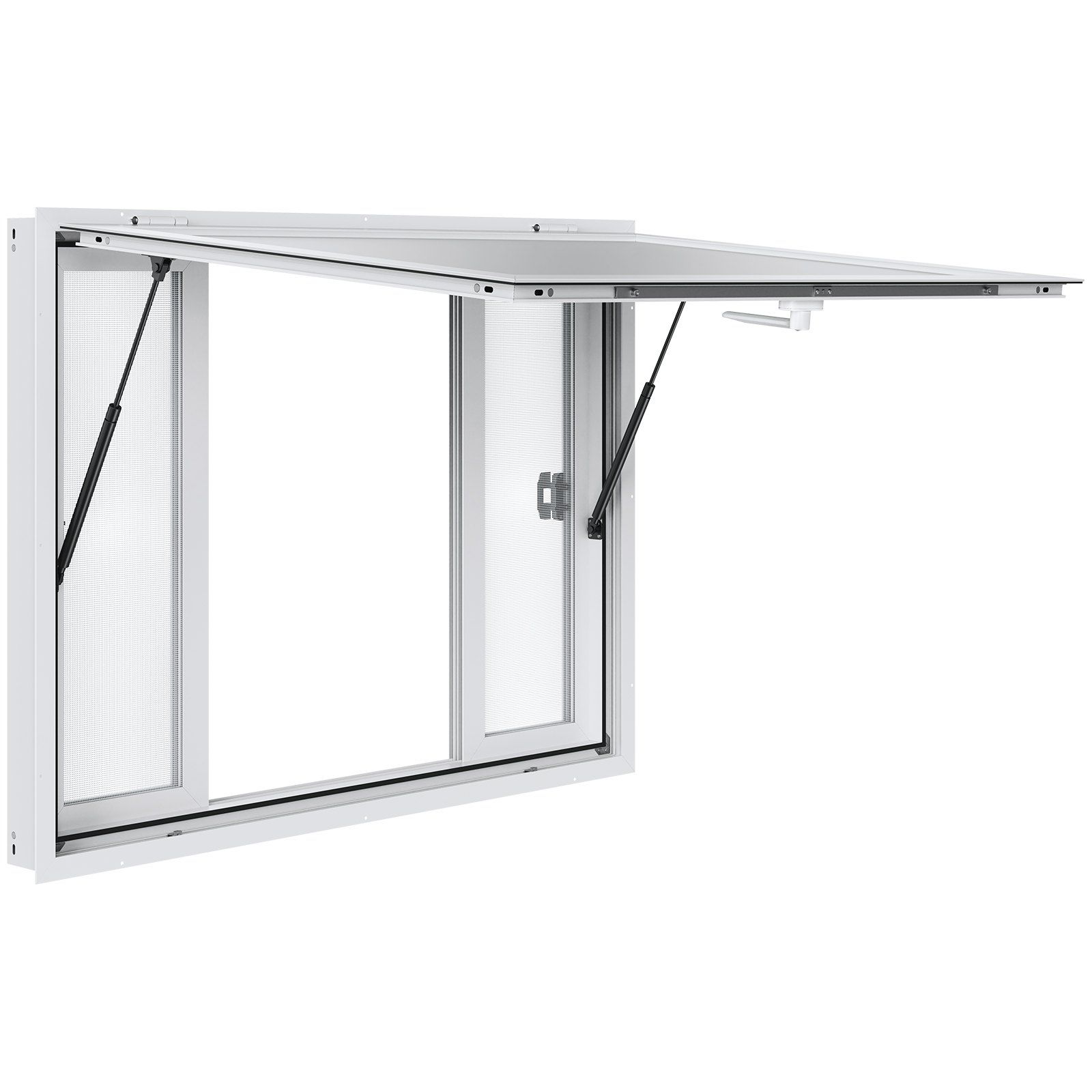 Concession Window for Food Truck, 1220x915 mm Aluminum Alloy Service Window, Up to 85 Degrees Serving Window with 4 Sliding Windows & Awning Door & Drag Hook, for Food Truck Concession Trailer - Image 1