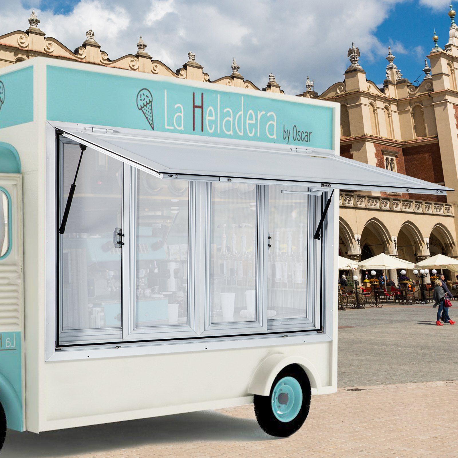 Concession Window, 48 x 36 inch, Aluminum Alloy Food Truck Service Window with 4 Horizontal Sliding Screen Windows & Awning Door & Drag Hook, Serving Window for Food Trucks Concession Trailers - Image 8